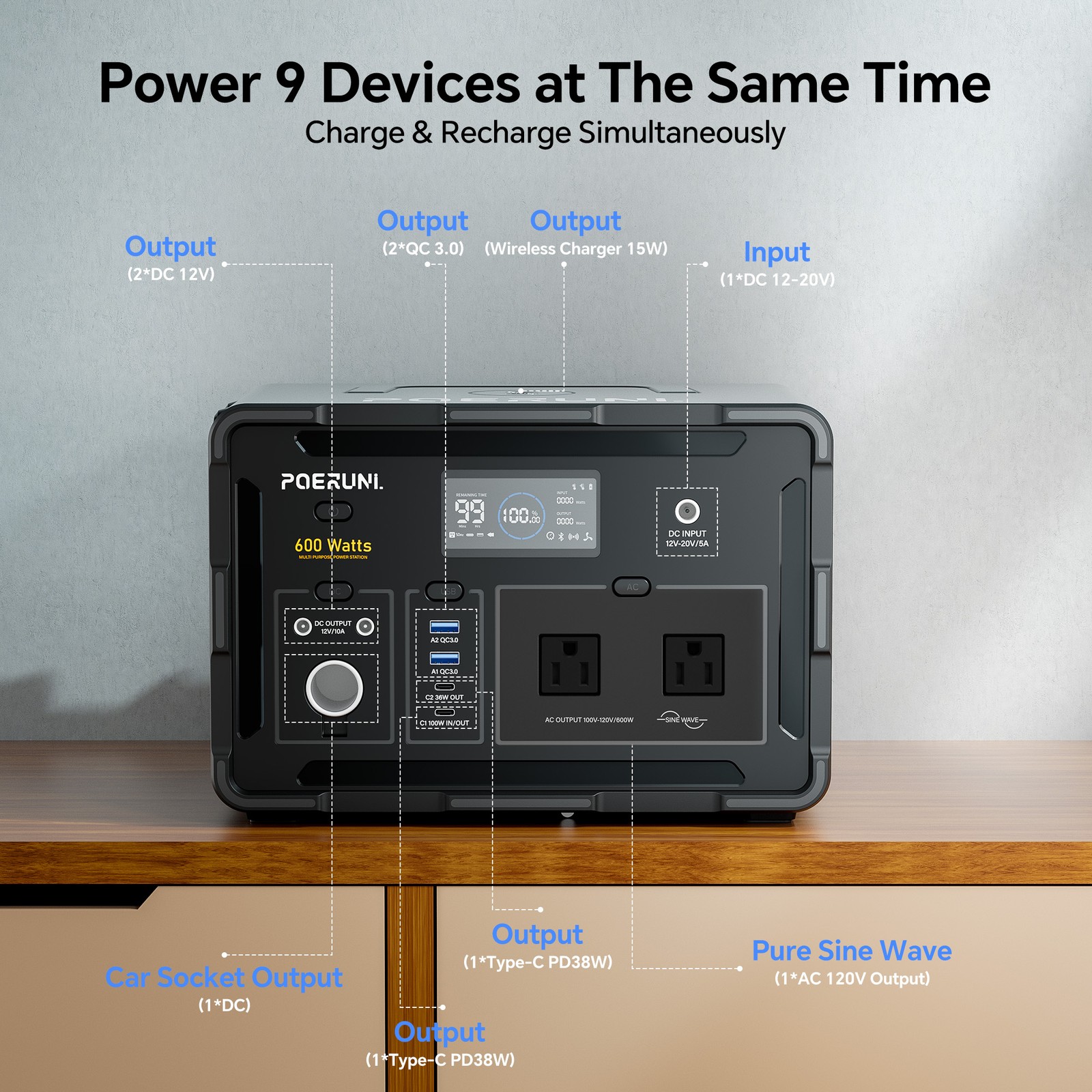NEW 600W/519Wh Portable Power Station Solar Generator Outdoor Camp Power Sup⁣ply