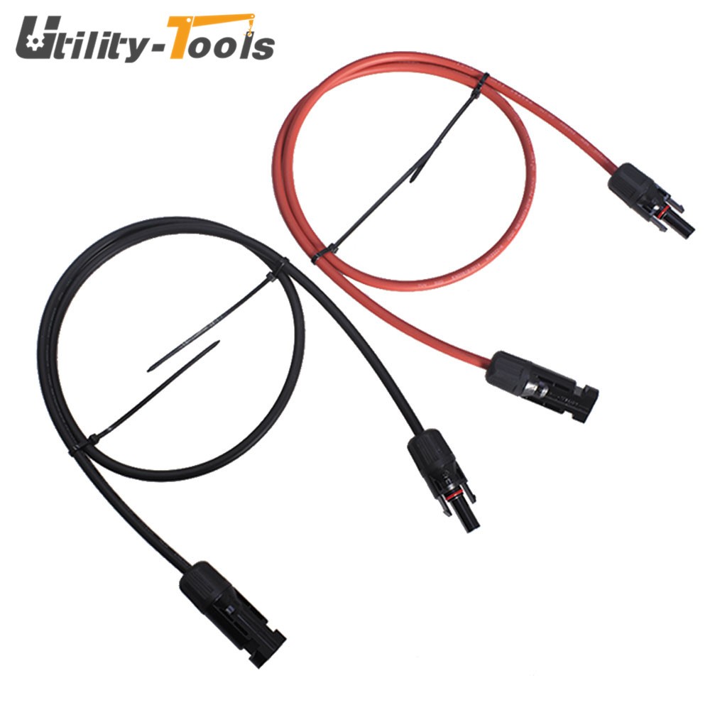 12/10 AWG 1 Pair Black + Red Solar Panel Extension Cable Wire Connector