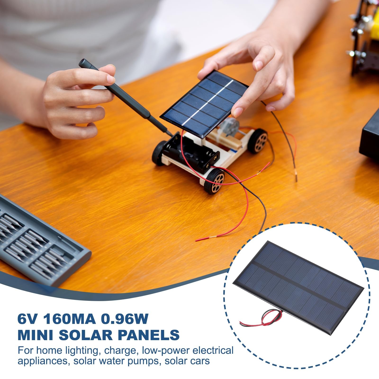 MECCANIXITY 5 Pcs 6V 0.96W 160mA Mini Solar Panels, Small Black
