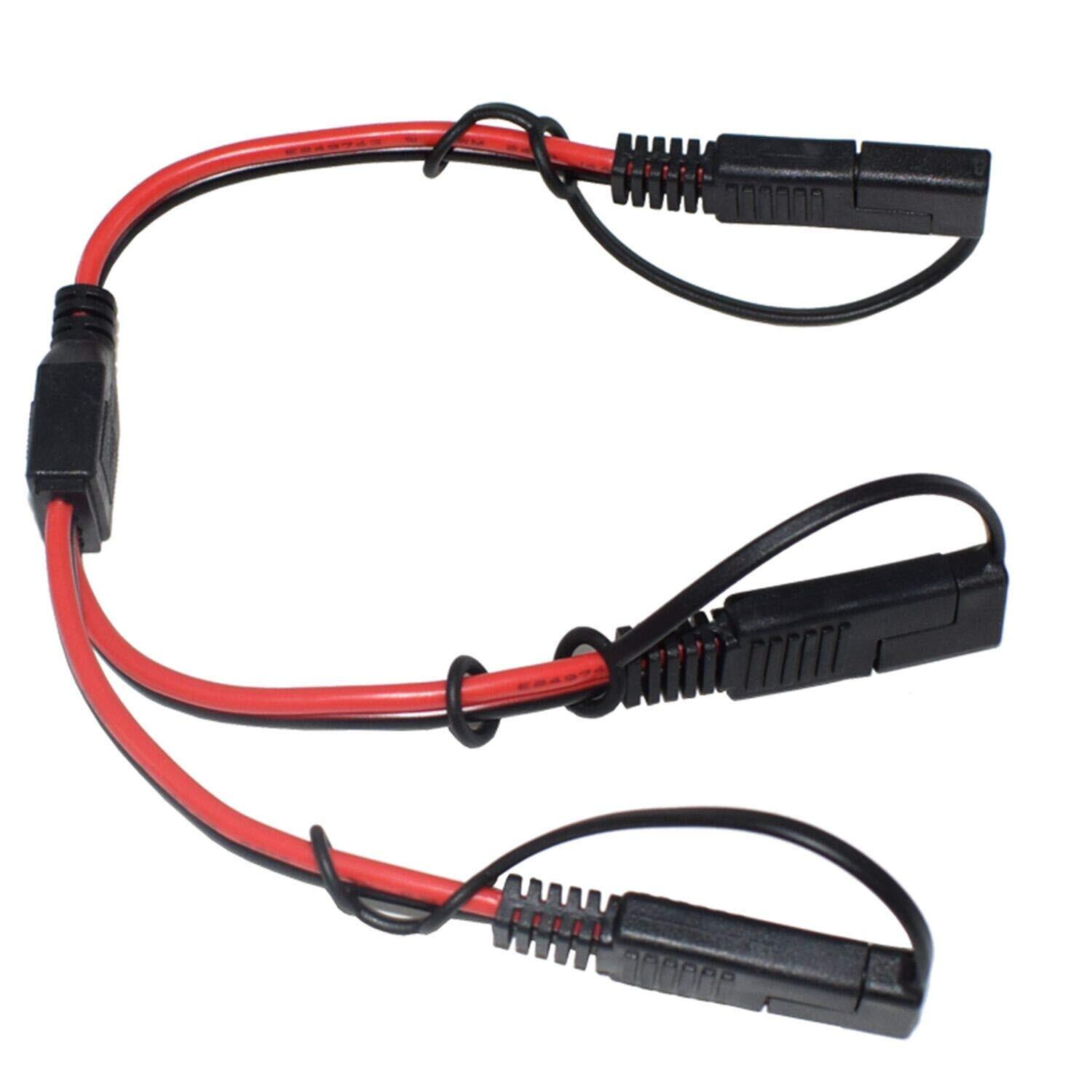 SAE Power Y Splitter Cable 14AWG 1-to-2 SAE Extension with Protective Cover