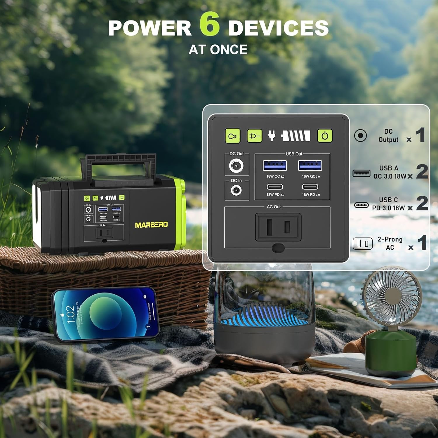 118Wh Solar Generator with Telescopic Camping Lights 32000Mah 160W Max Portable