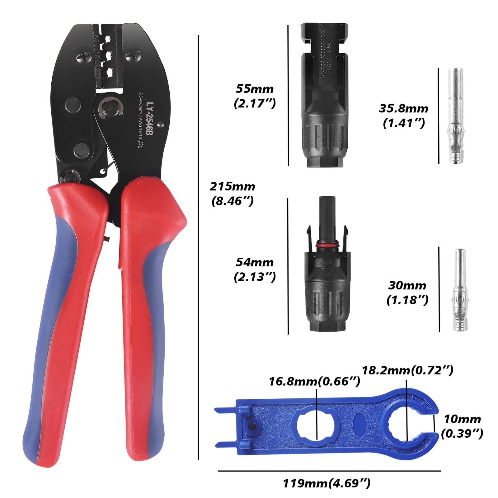 Solar Connector Kit 10 Pairs Crimper Spanners Waterproof HeavyDuty 1310AWG for