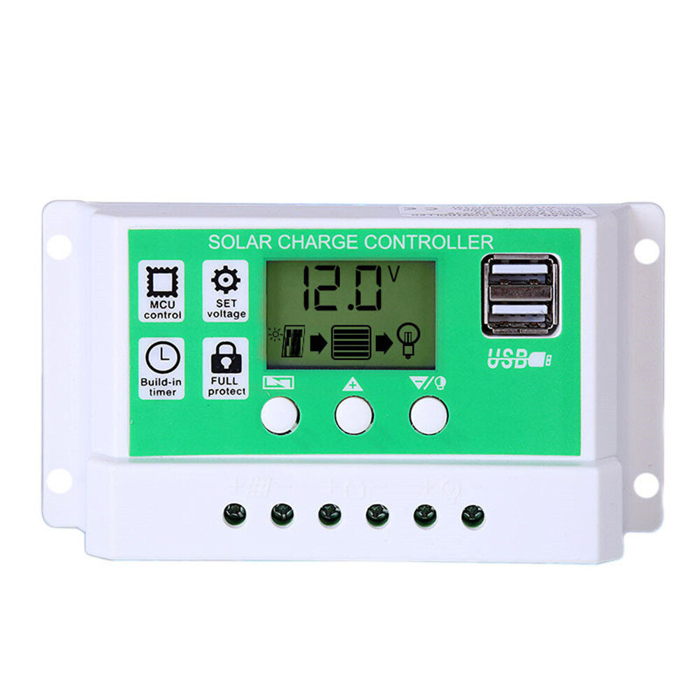 12V 24V 10A/20A/30A Solar Panel Regulator Charge Controller Battery Dual USB PWM