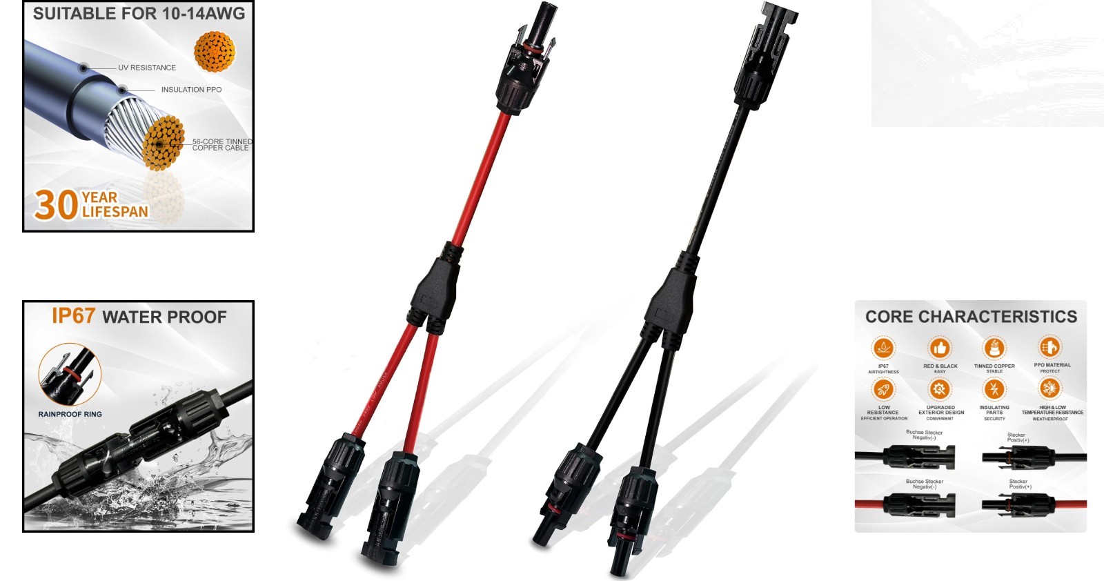 Durable Y Branch Solar Panel Connectors – Sealed, Perfect for All Weather