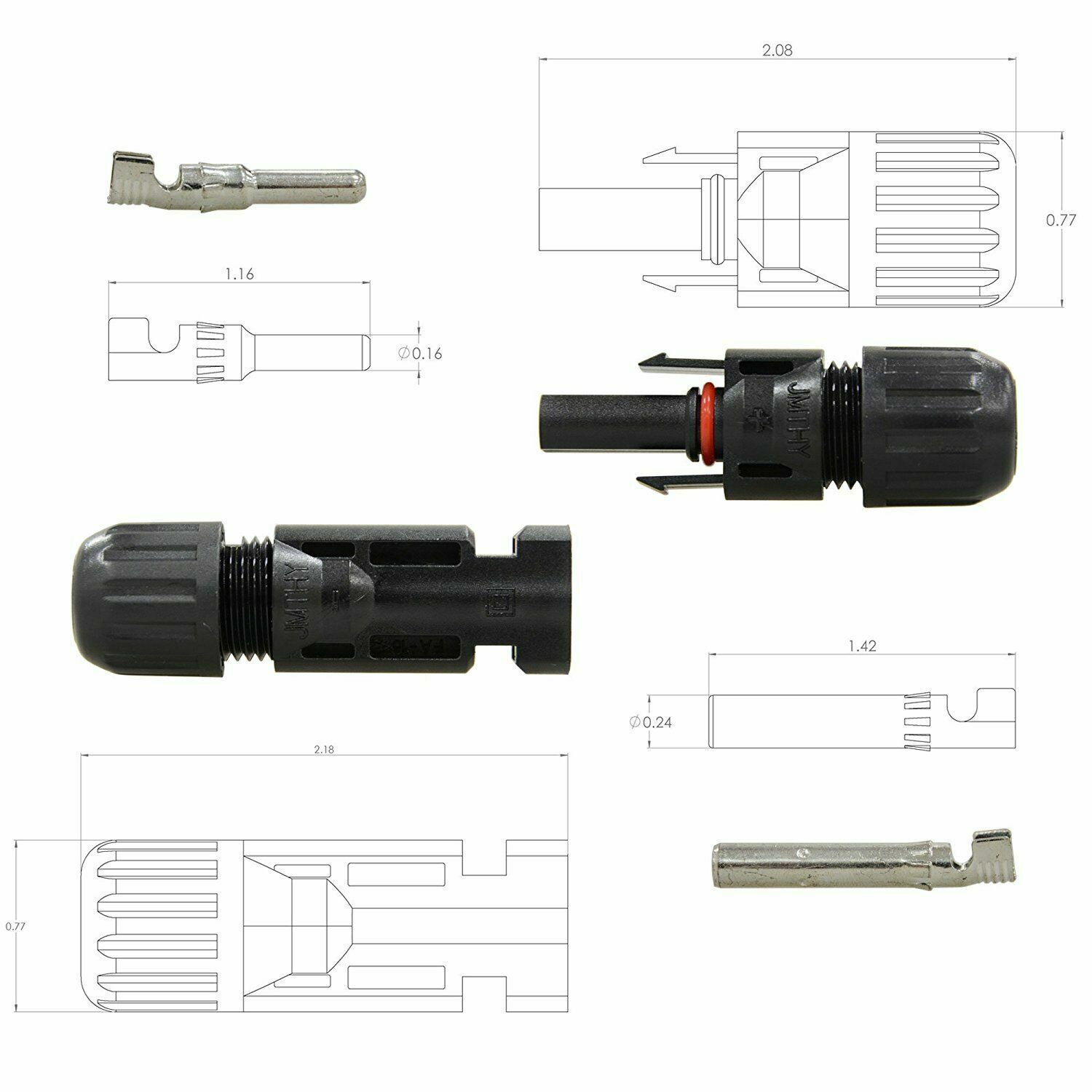 5 Pairs Connectors Cable for Solar Panels 30A Pair Male/Female Wire Connector