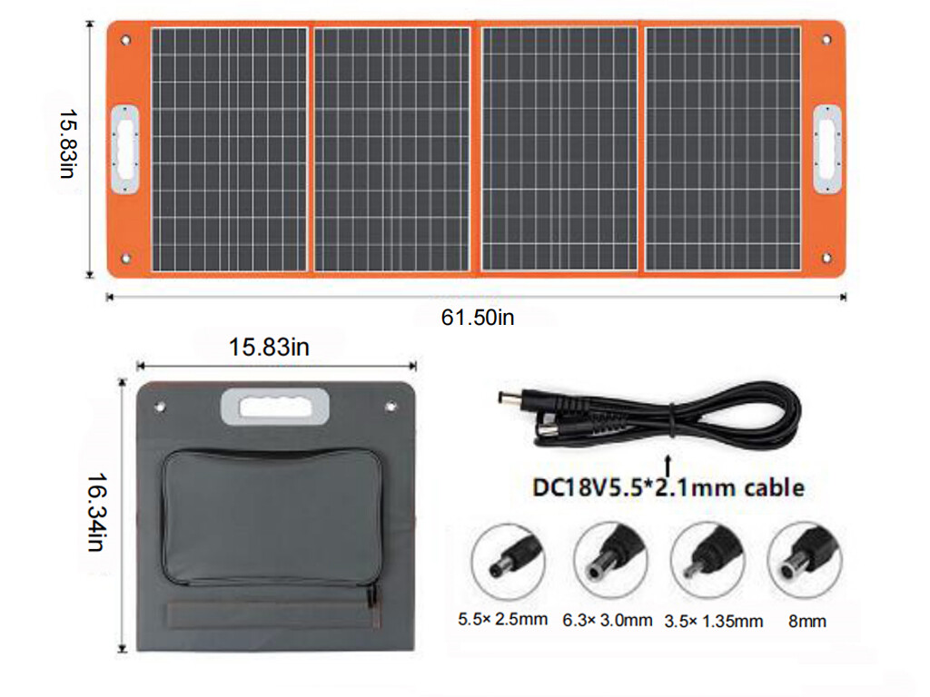 18v 100w foldable portable solar pannel Dc output PD type C Qc 3.0 fast deliver