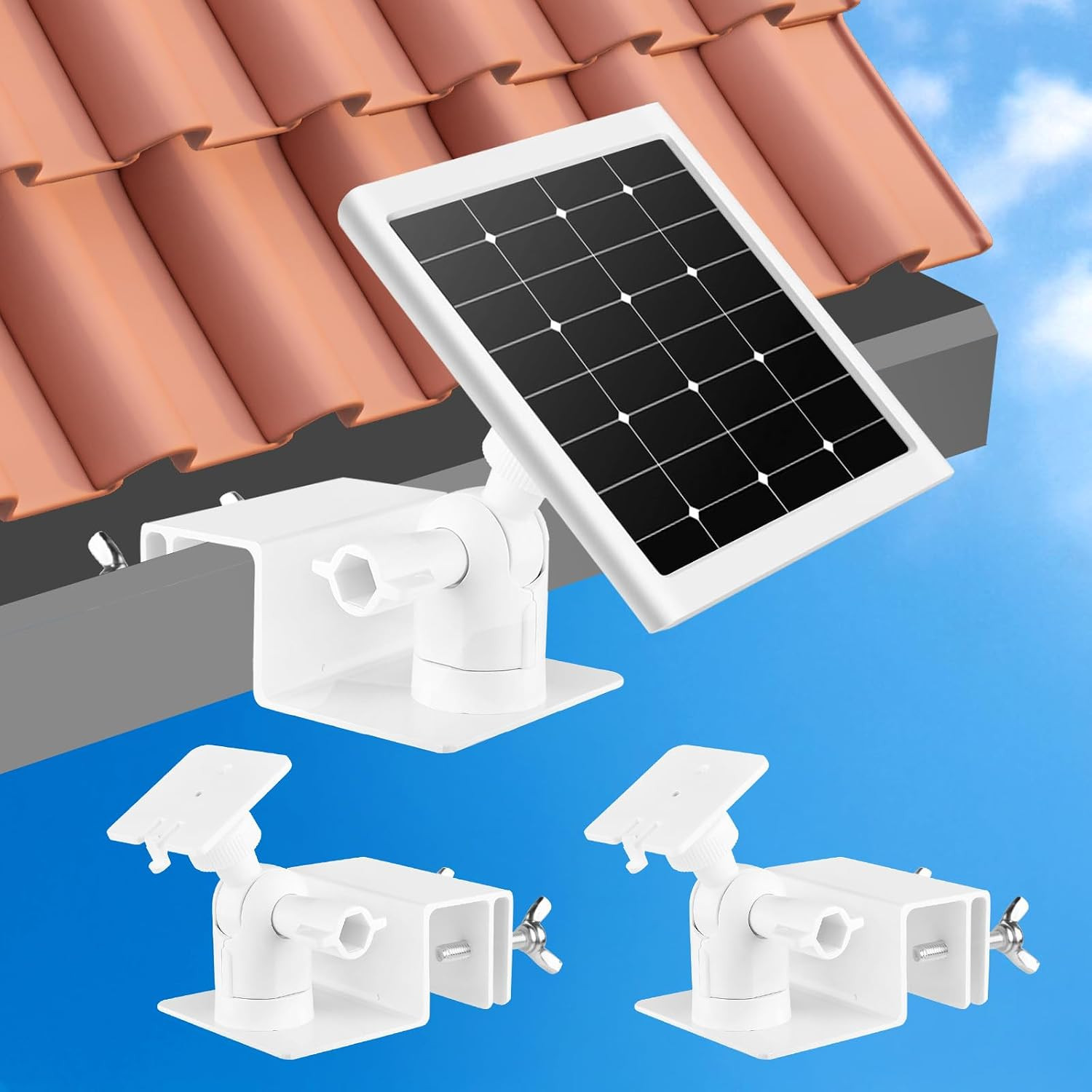 2 Pack Gutter Mount for Ring Solar Panel, 360°Adjustable Universal Weatherproof