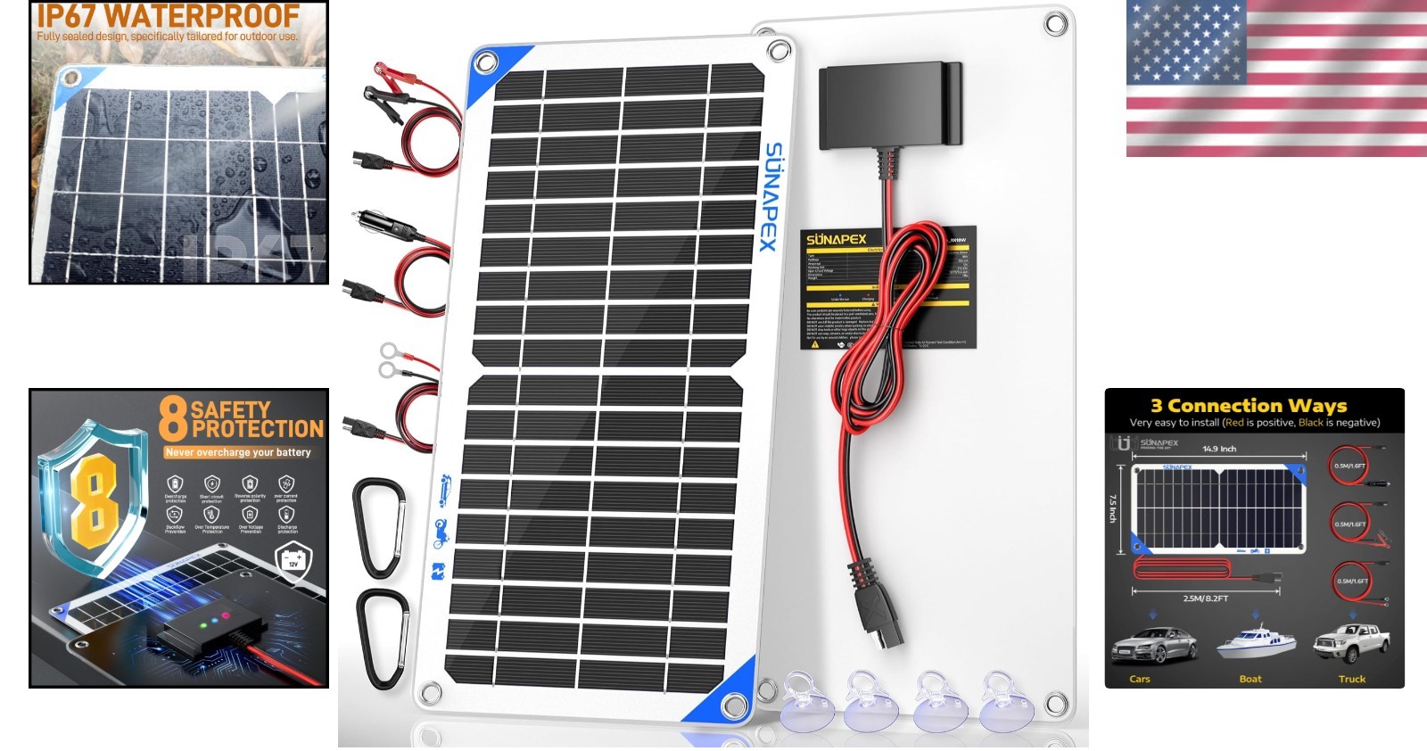Lightweight and Easy Install 12V Solar Trickle Charger for Outdoor Devices