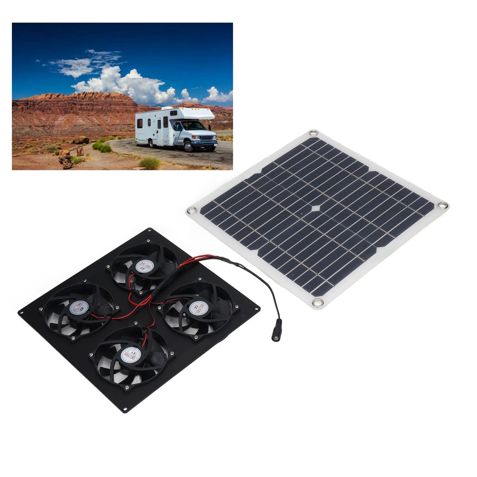 100W Solar Panel Powered Exhaust Fan Kit for RV Greenhouse