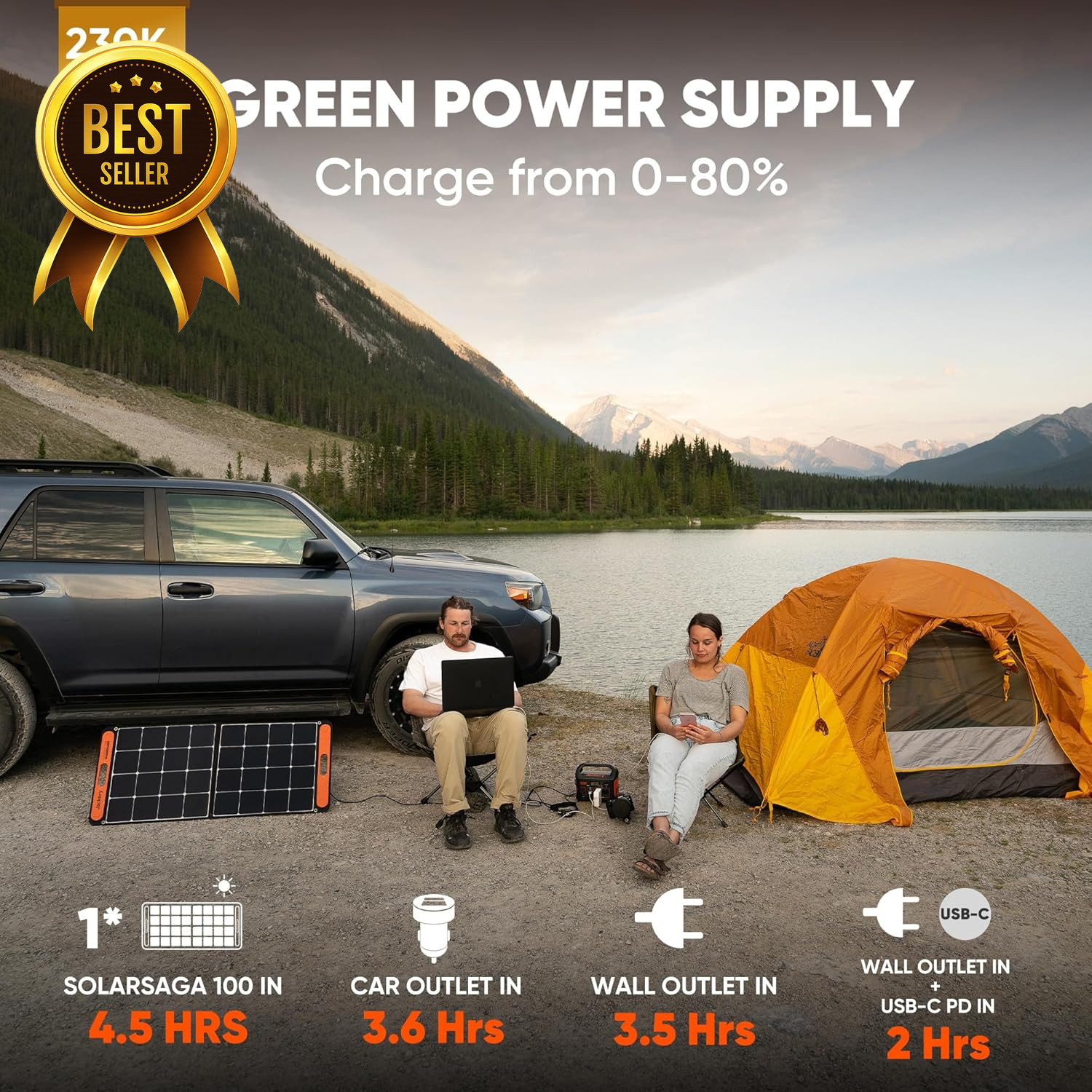 Portable Power Station 293Wh Lithium Battery Solar Generator Camping Backup