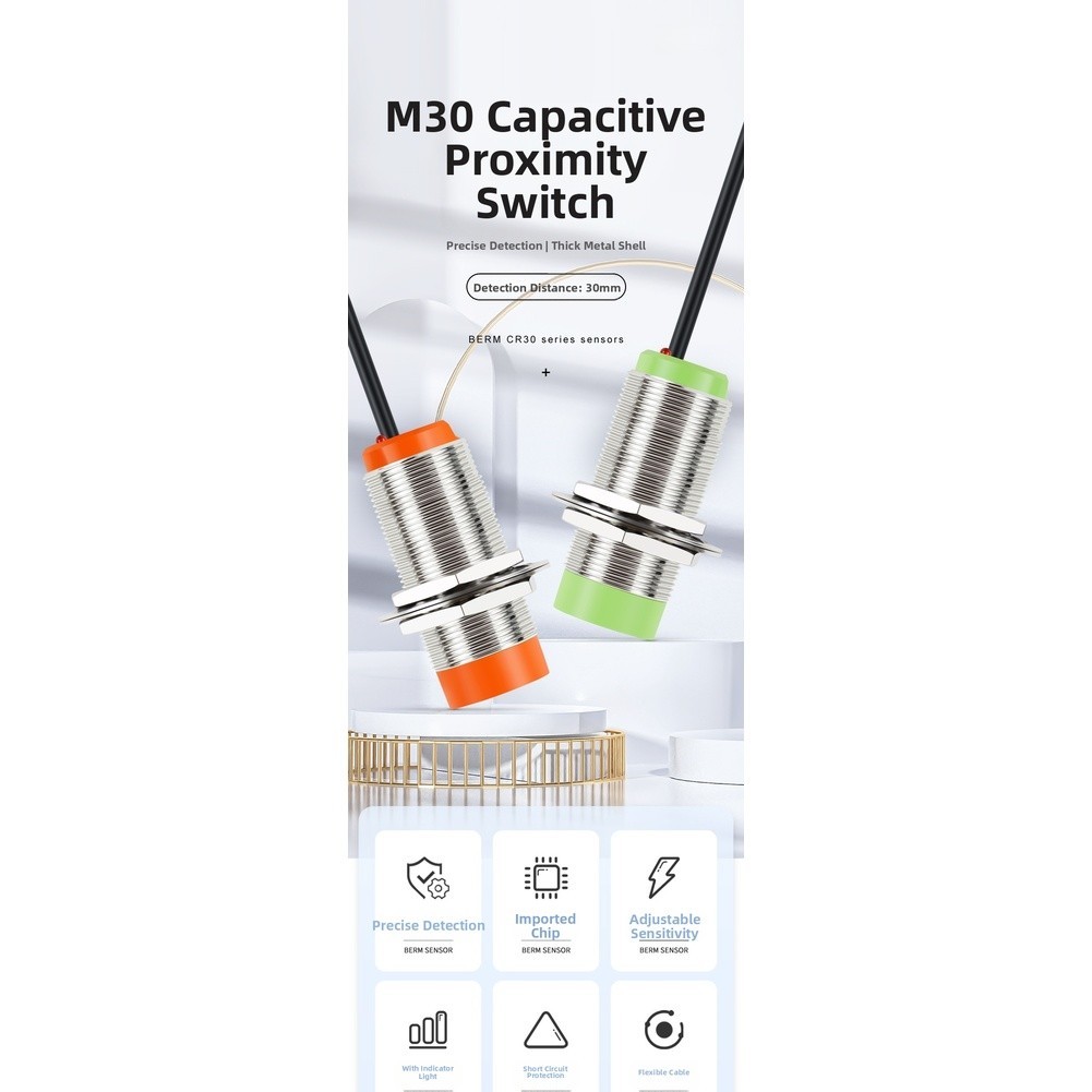 Capacitive Proximity Switch Industrial Application Robust Metal Housing