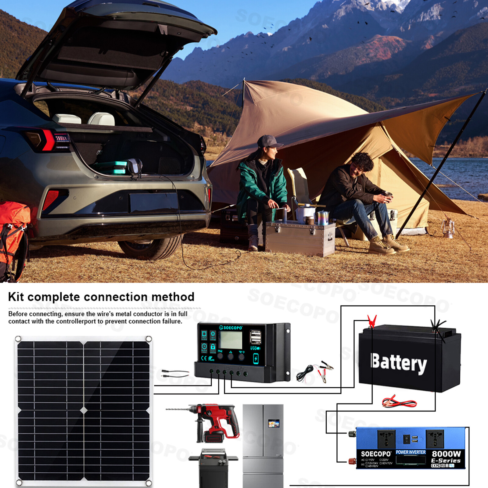 Solar Full 8000w 110/220V Inverter 300W Solar Panel Home 100A Controller System