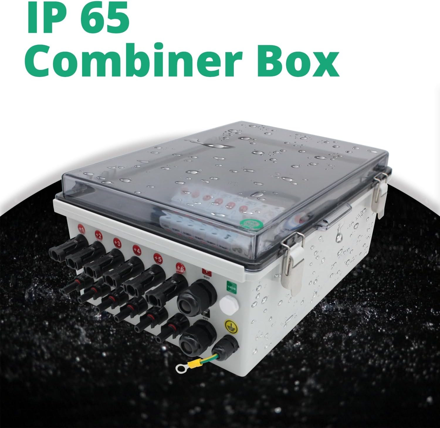 Solar Combiner Box, IP65 Waterproof DC Combiner Box, Equipped with Circuit Brea