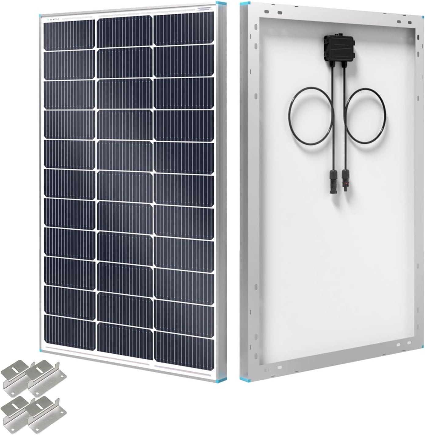 N-Type 100 Watt Solar Panel with Mounting Z Brackets, 16BB 100W Solar Panel 12V,