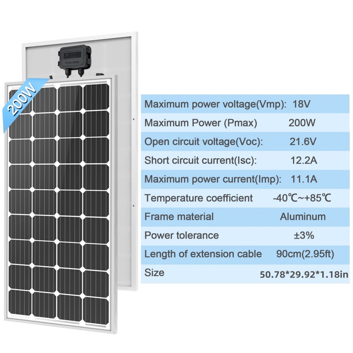 200W Watt Mono Solar Panel 12V charge Off-Grid Battery Power for RV Home Boat