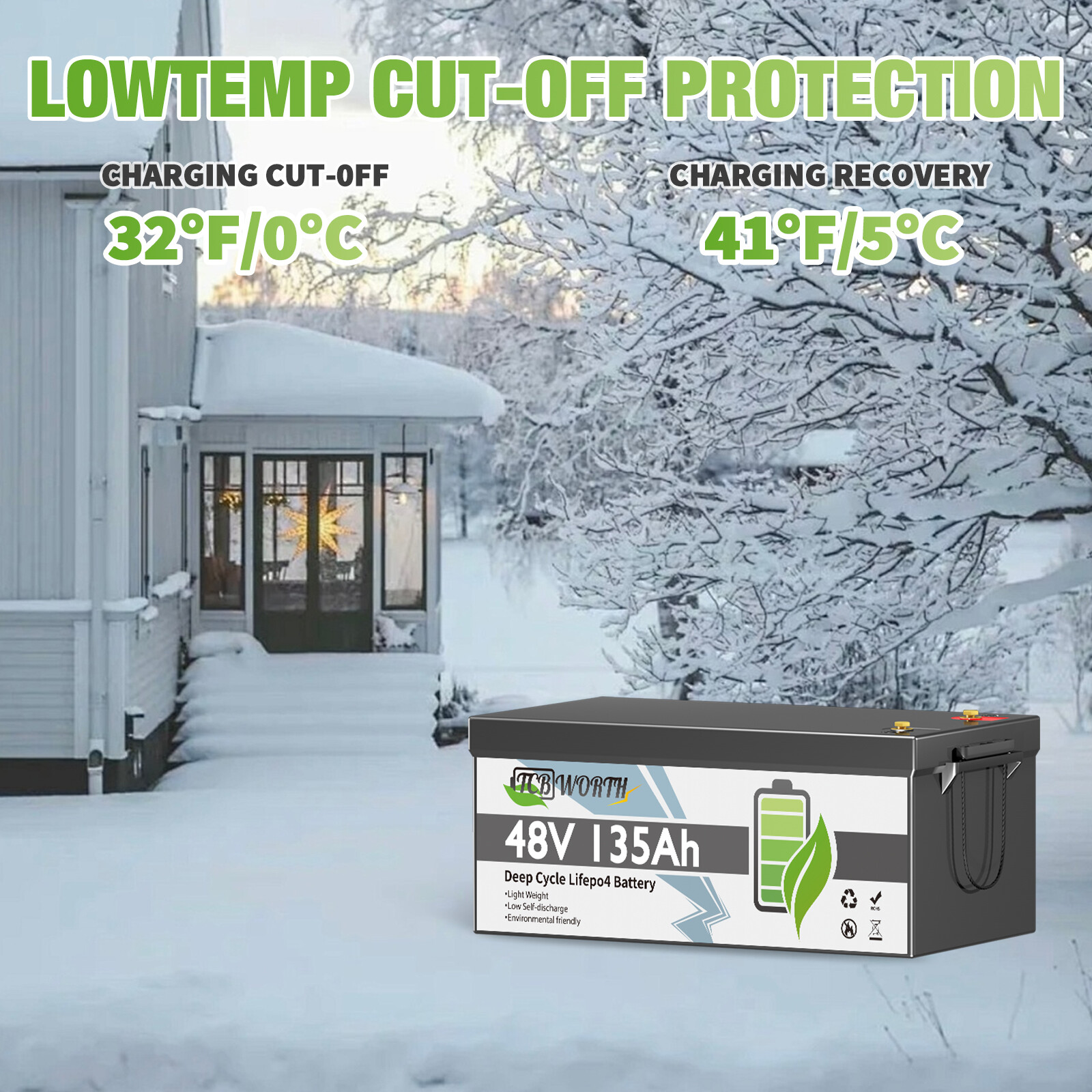 LiFePO4 48V 135AH Lithium Golf Cart Battery 200A JBD BMS for Off-Grid RV Solar