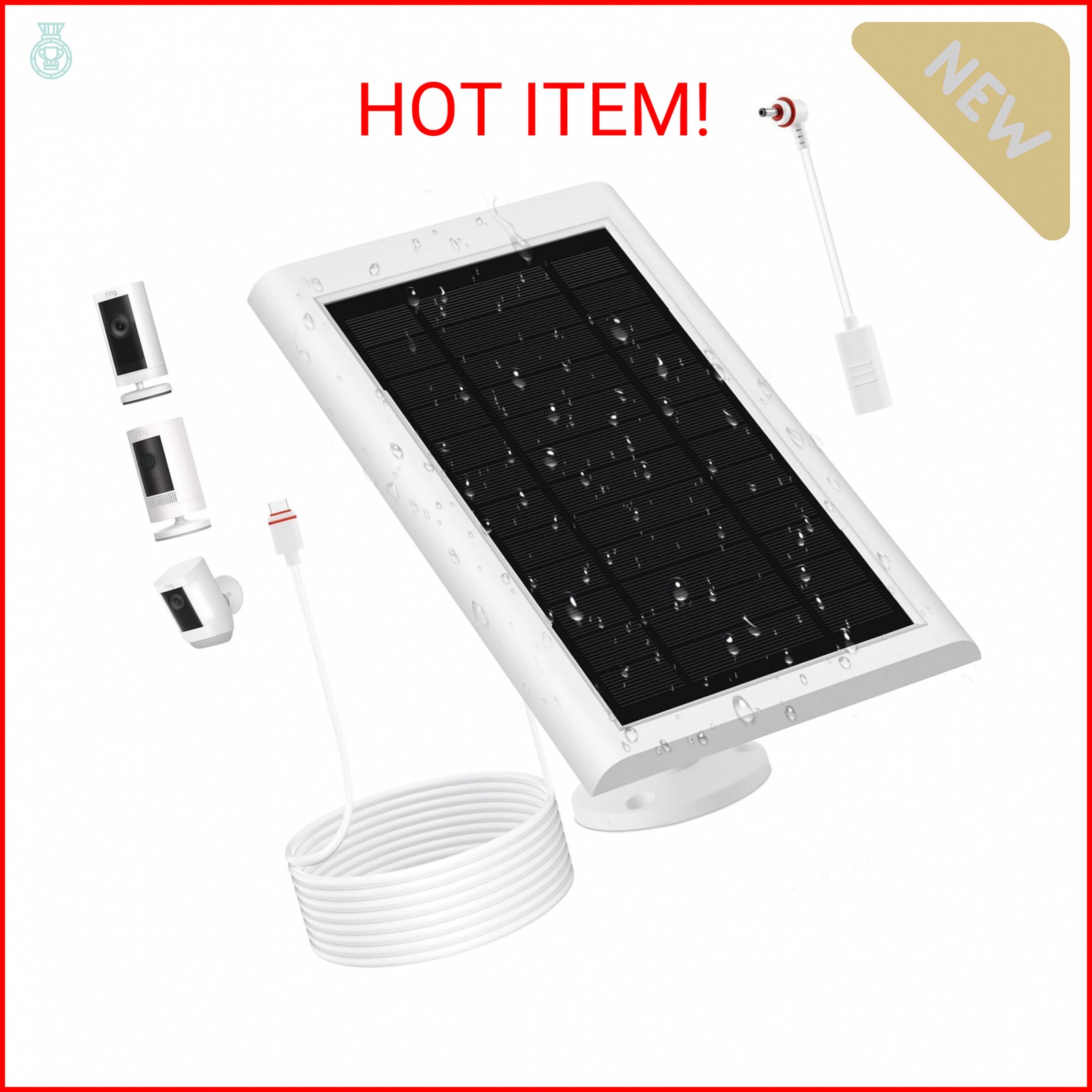 Solar Panel for Ring Camera(2nd Generation) Dustproof Waterproof 5W Solar Panel