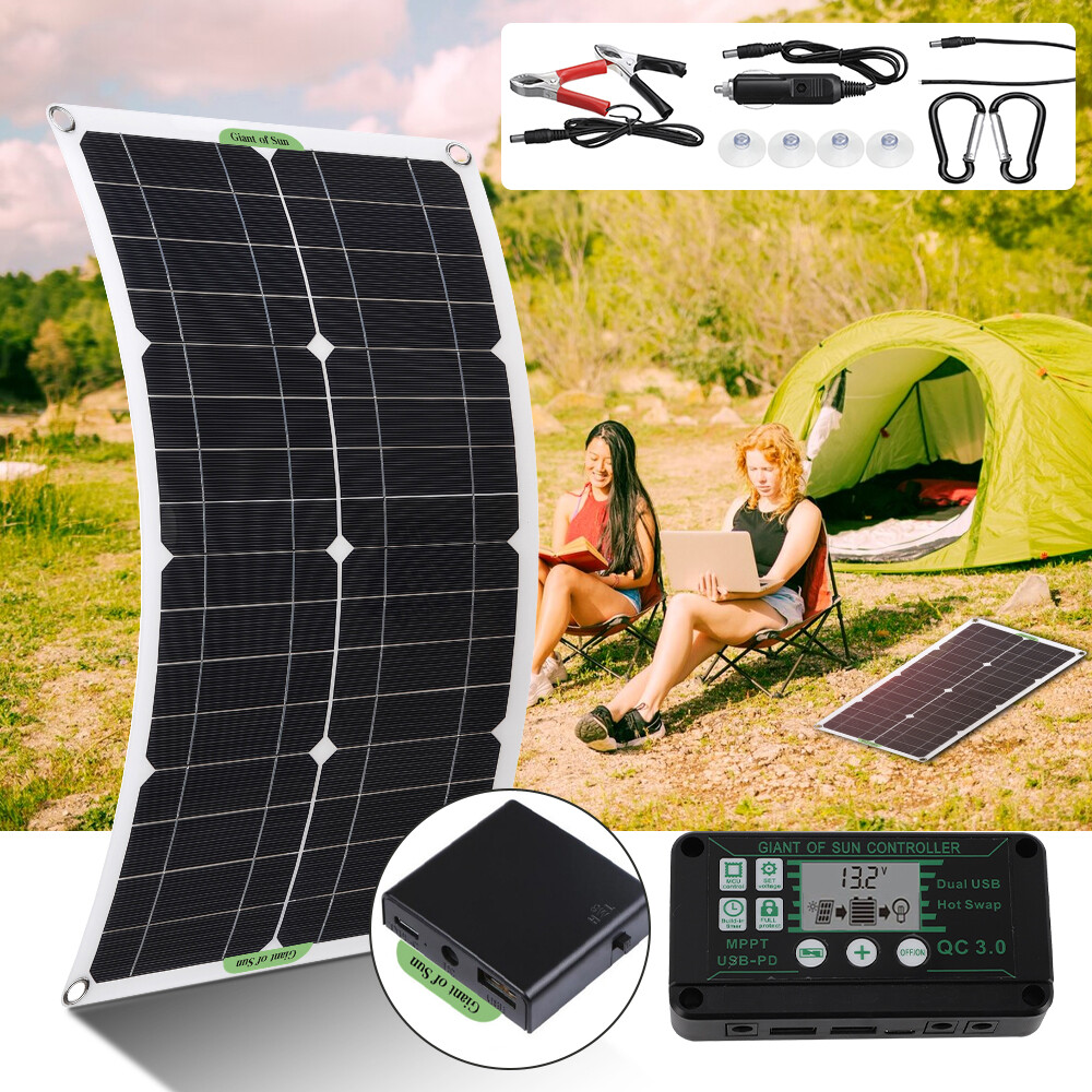 200 300W Watt Flexible Mono Solar Panel 12V Battery Charge Home RV Boat Off Grid
