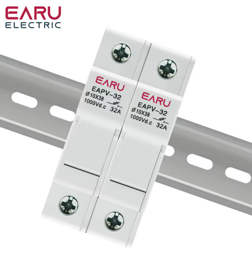 2P DC Fuse Holder 10x38mm 1000V Solar PV 6A-32A Base Protector