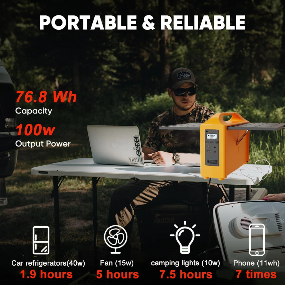 100W Portable Solar Power Station Generator Output AC 220V 110V Lifepo4 Power Ba