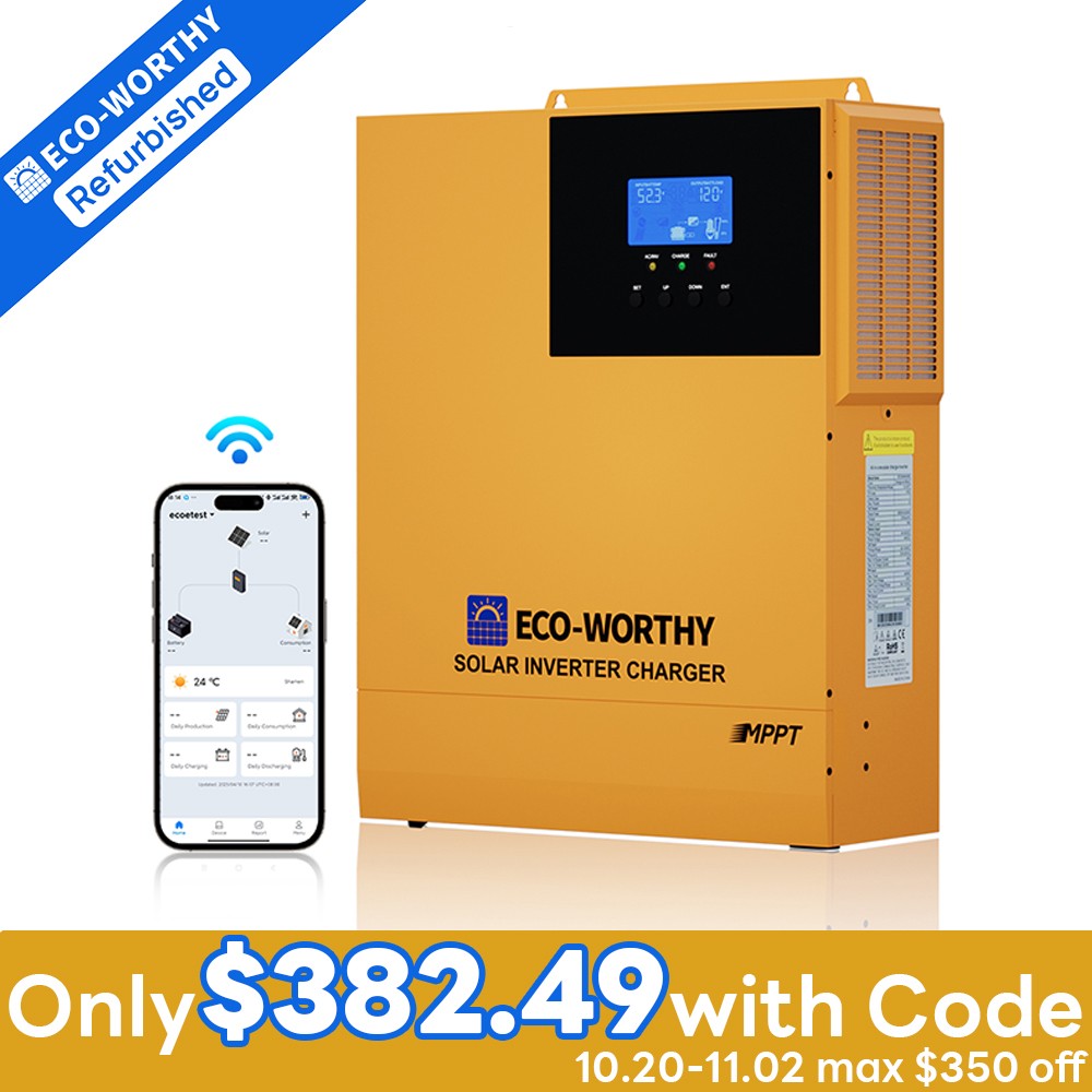 ECO-WORTHY 3500W 48V Solar hybrid Inverter MPPT 80A Controller for Solar Kit