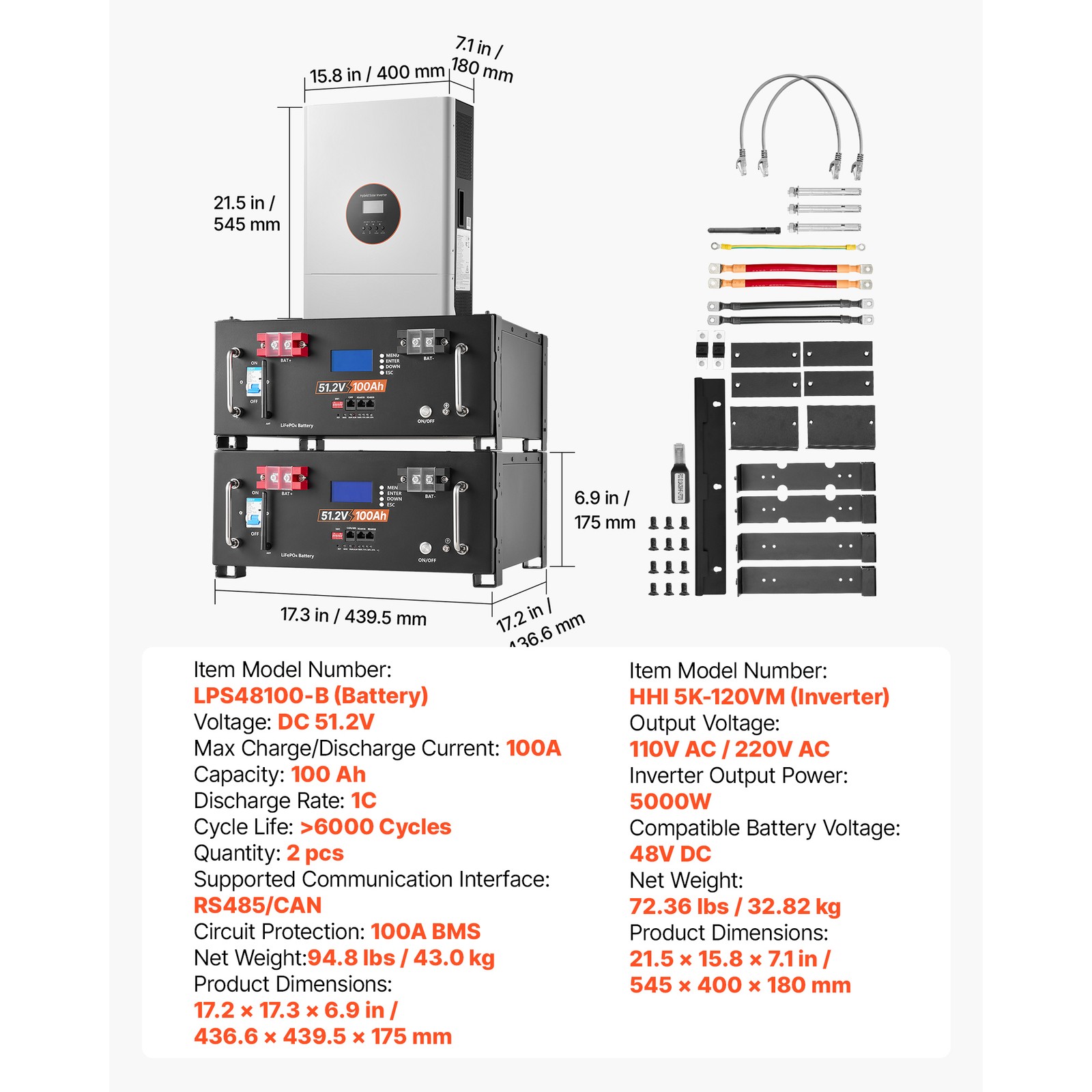 Uimoso Home Backup Power Station 5120Wh LiFePO4 Battery with 5000W AC Inverter