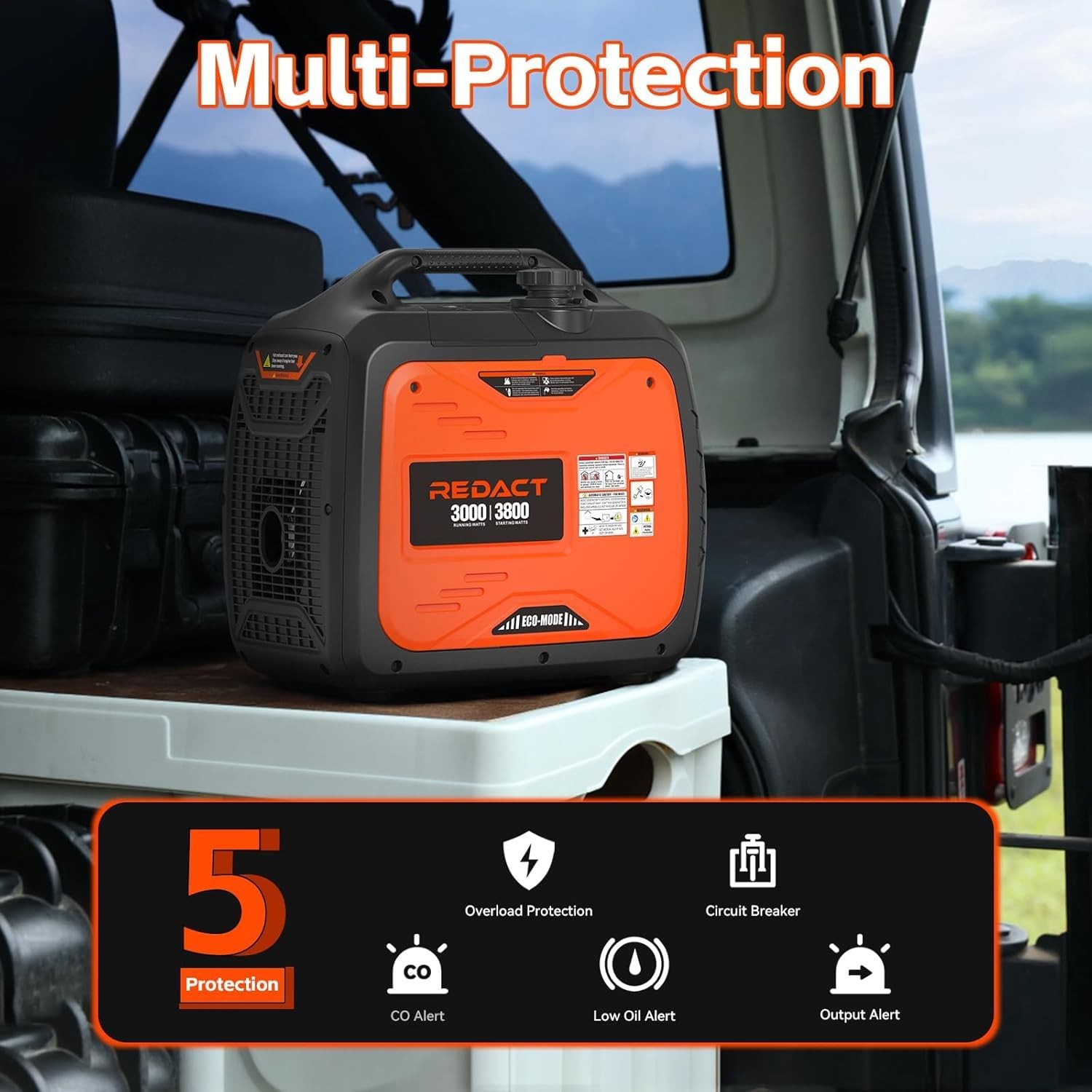 3800W Lightweight Portable Inverter Generator with Clean Power for Home, Camp…