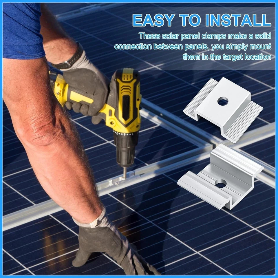 48 Pack 1.06 Inch Solar Panel Mid Clamps Aluminum Bracket Mounting Accessories