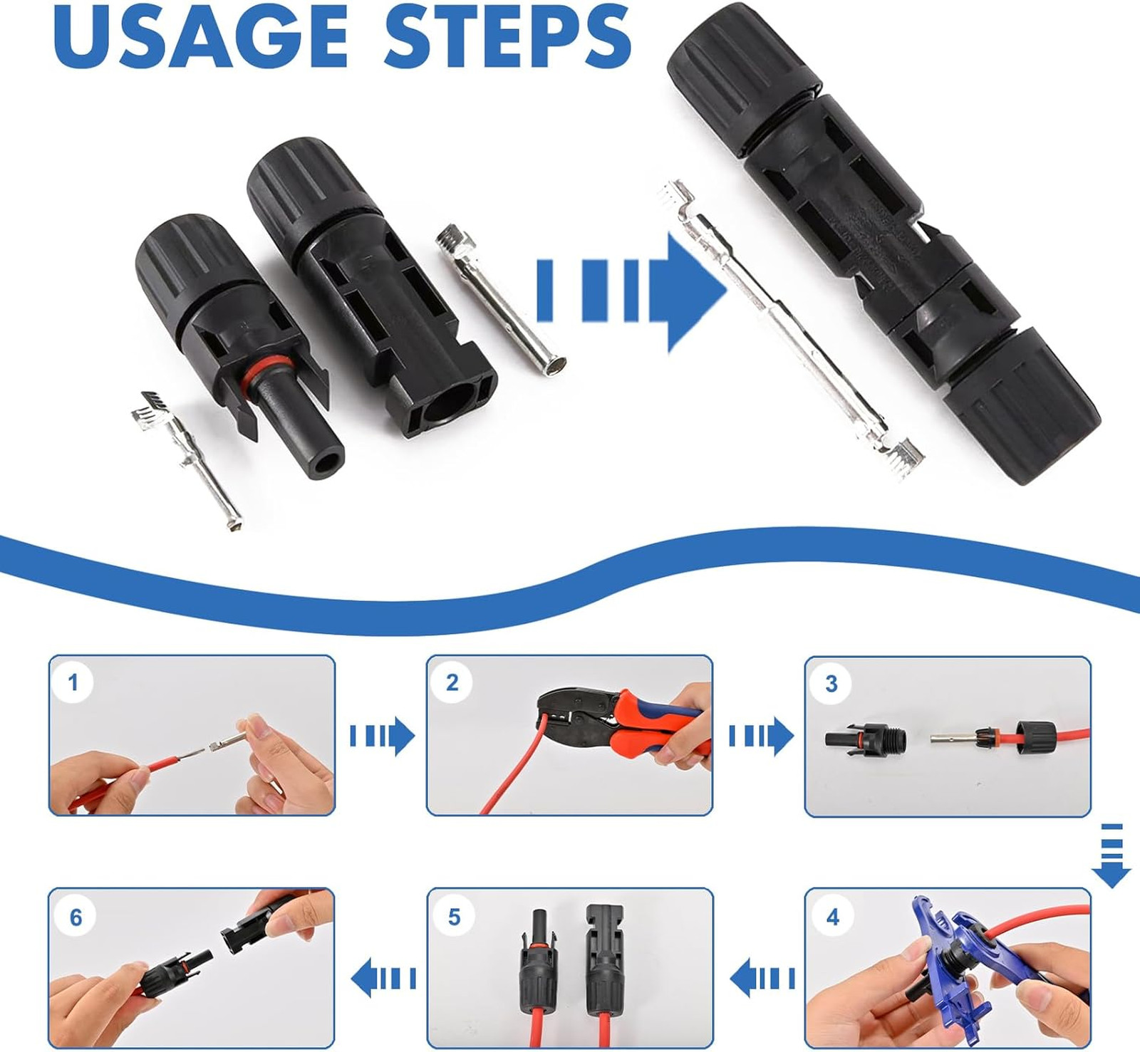 40 Pieces Solar Connectors Waterproof MC4 Male Female 1000V 30A IP67 with