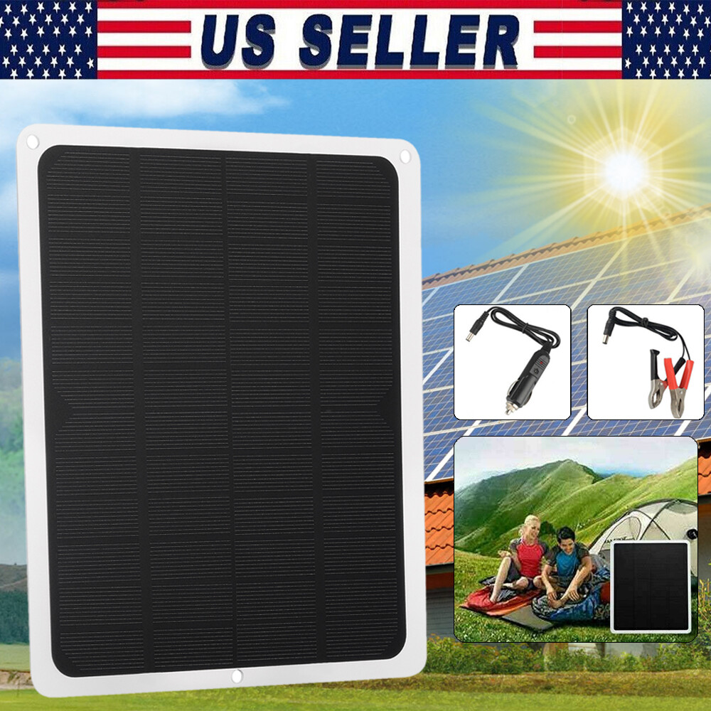 22W Solar Panel 12V Trickle Charger Battery Charger Kit Maintainer Boat RV Car