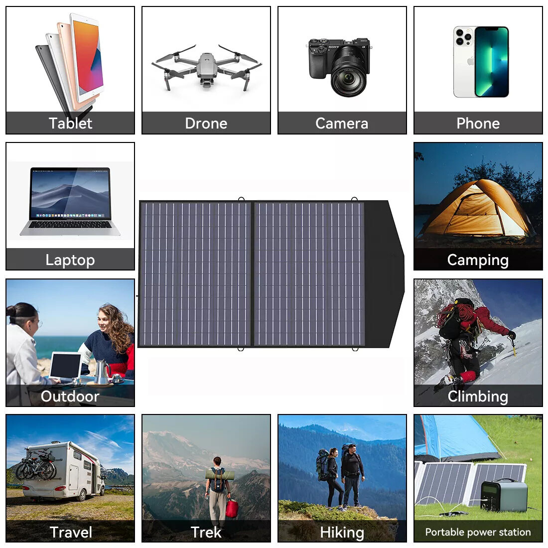 PUJIMAX 100W 18V Portable power station Foldable Solar Panel & Kits Solar Output