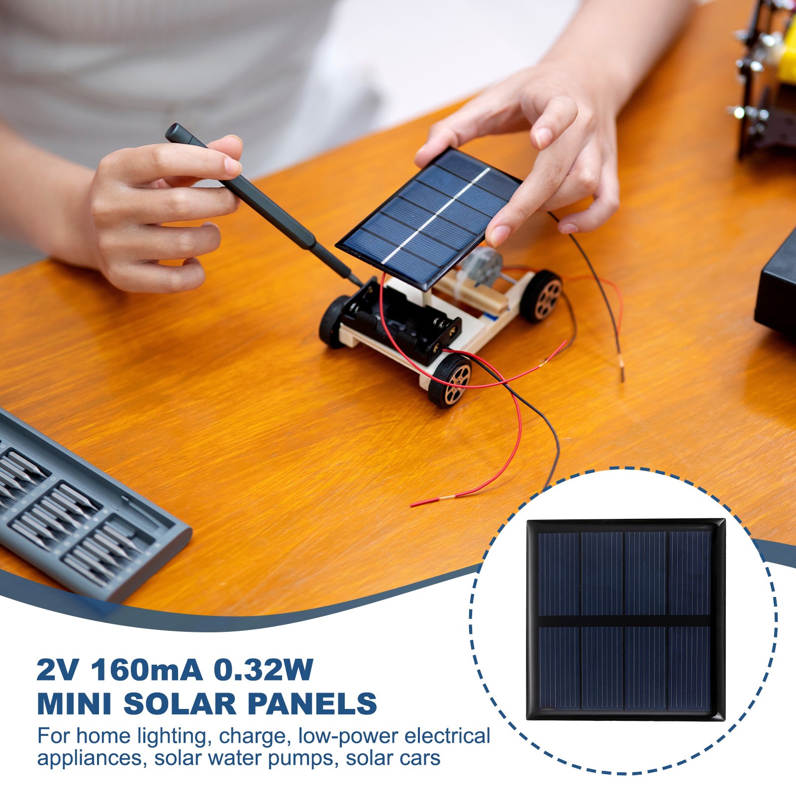 6Pcs 2V 0.32W 160mA Mini Solar Panels, Solar Photovoltaic Power Cells