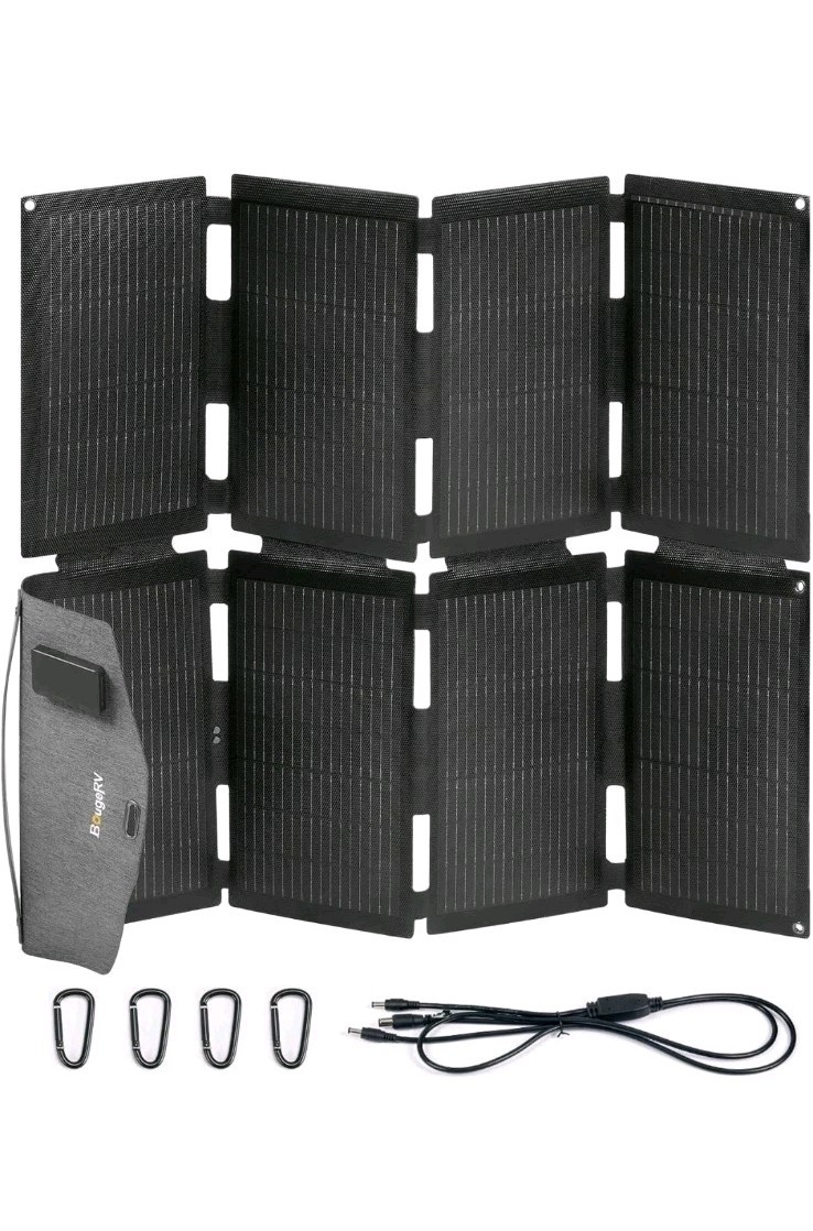 BougeRV 100W Fiberglass Portable Solar Panel, Foldable Solar Cell Solar Charger
