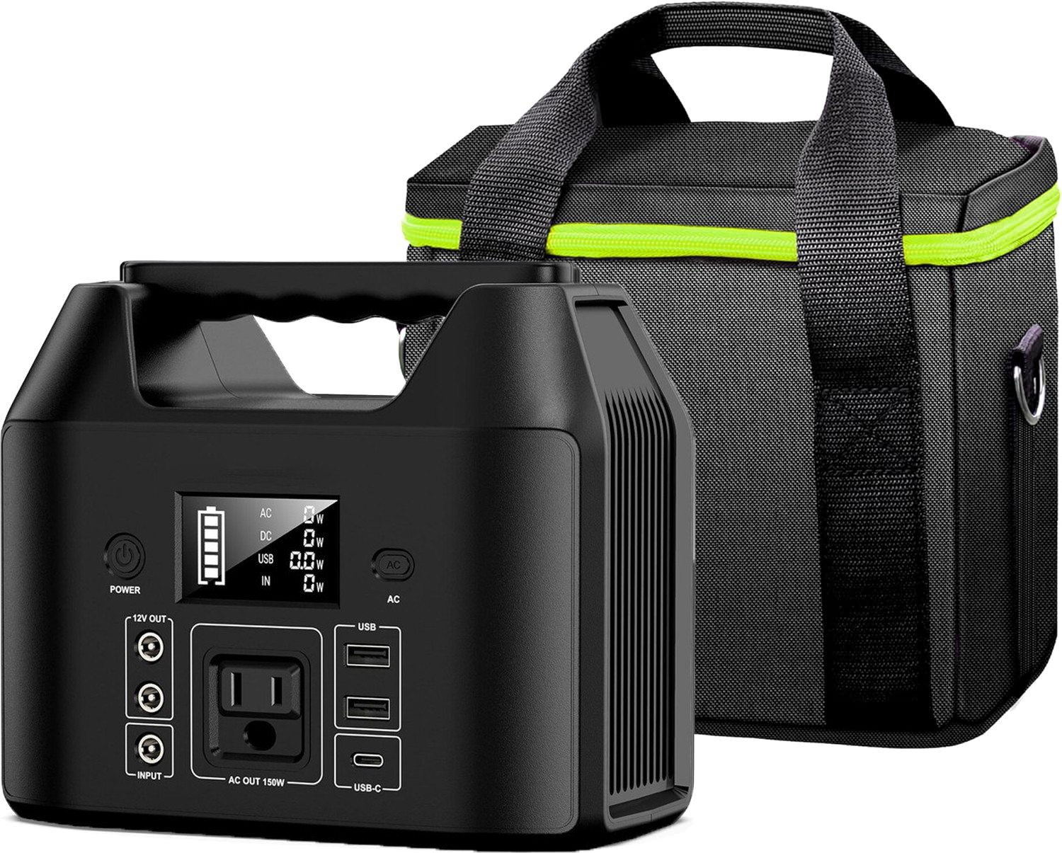 Portable Power Station 150W LiFePO4 Battery Camping Solar Generator+Carrying Bag