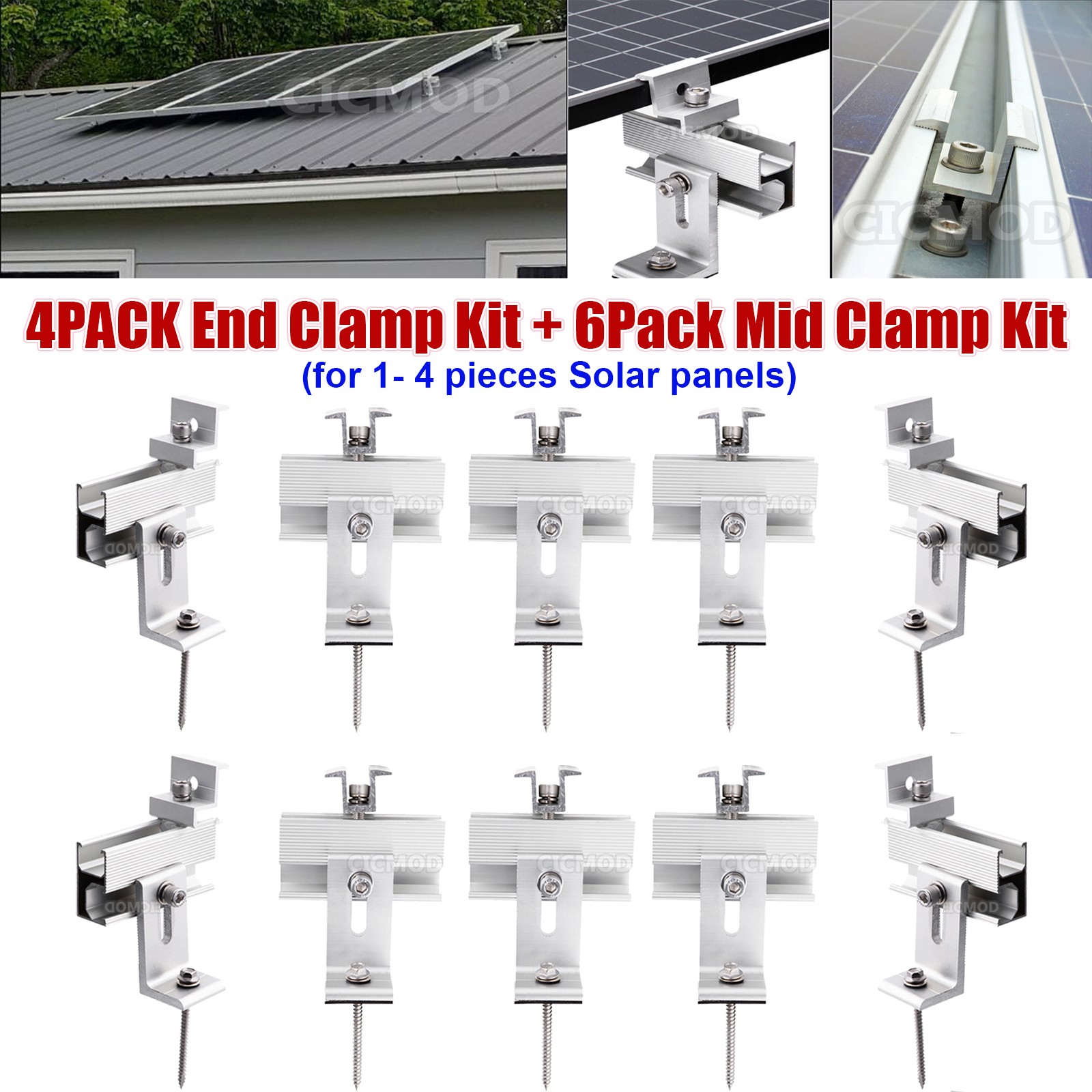 Solar Panel Roof Mount Brackets Kit Universal for 1-4Pack Solar Panels Mounting