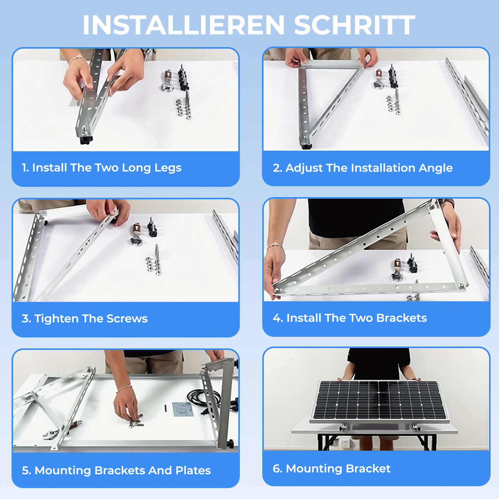 AeternaSol 4 Sets 45in Solar Panel Mount Brackets Mount Brackets Kit Adjustable