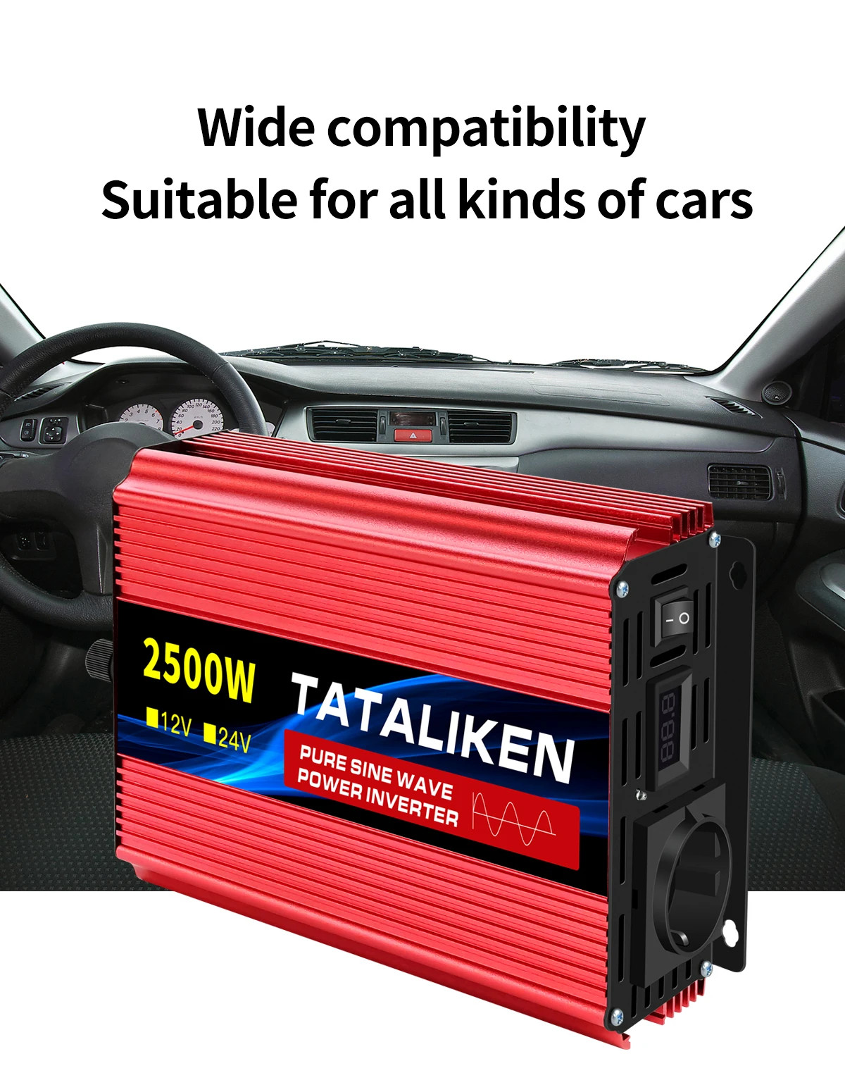 Inverter Pure Sine Wave 2500W/3500W/4500W/5000WDC 12V/24V to AC 220V 230V Volta