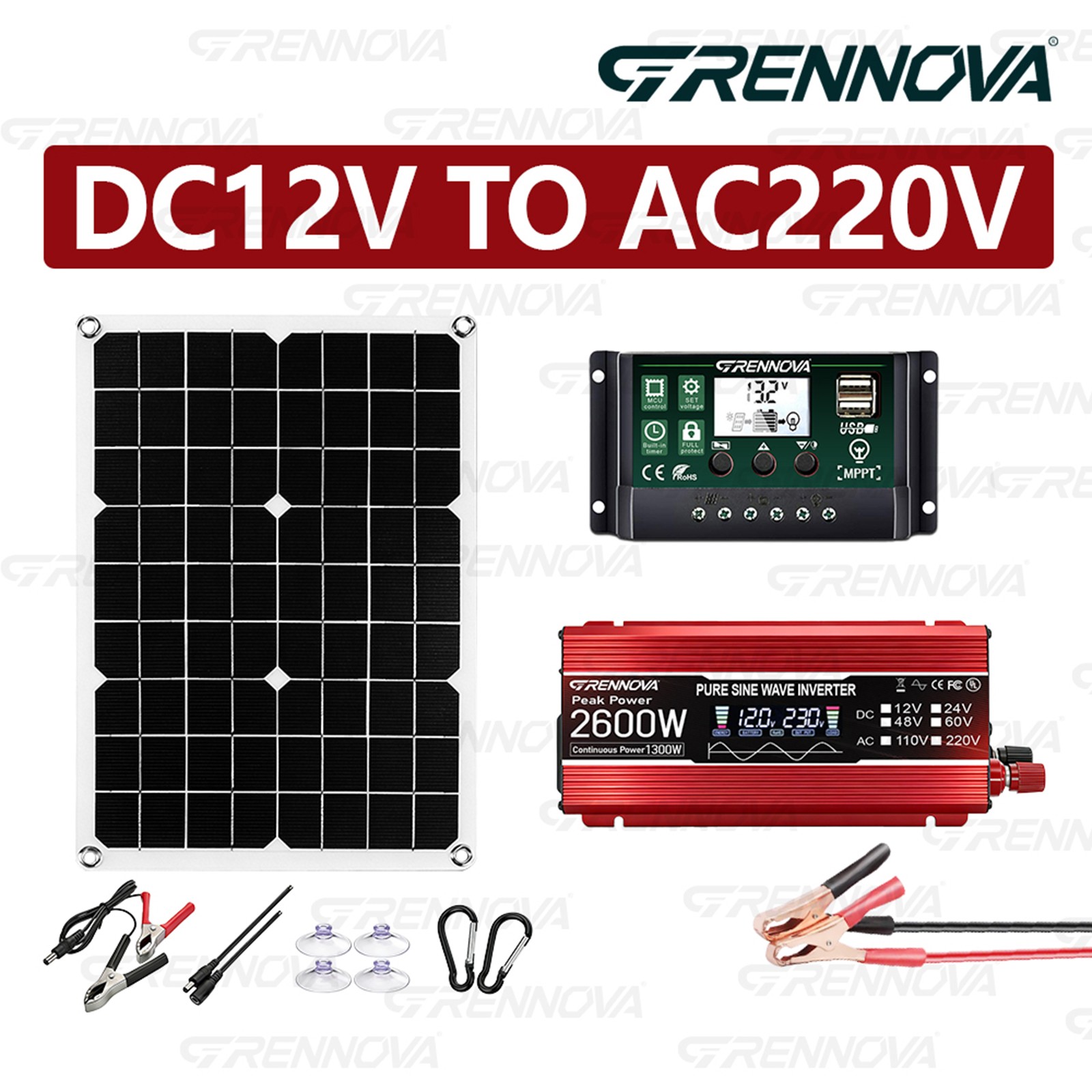 Grennova 2600W Heavy Duty Solar Kit 60A MPPT Off-Grid DIY Home Backup
