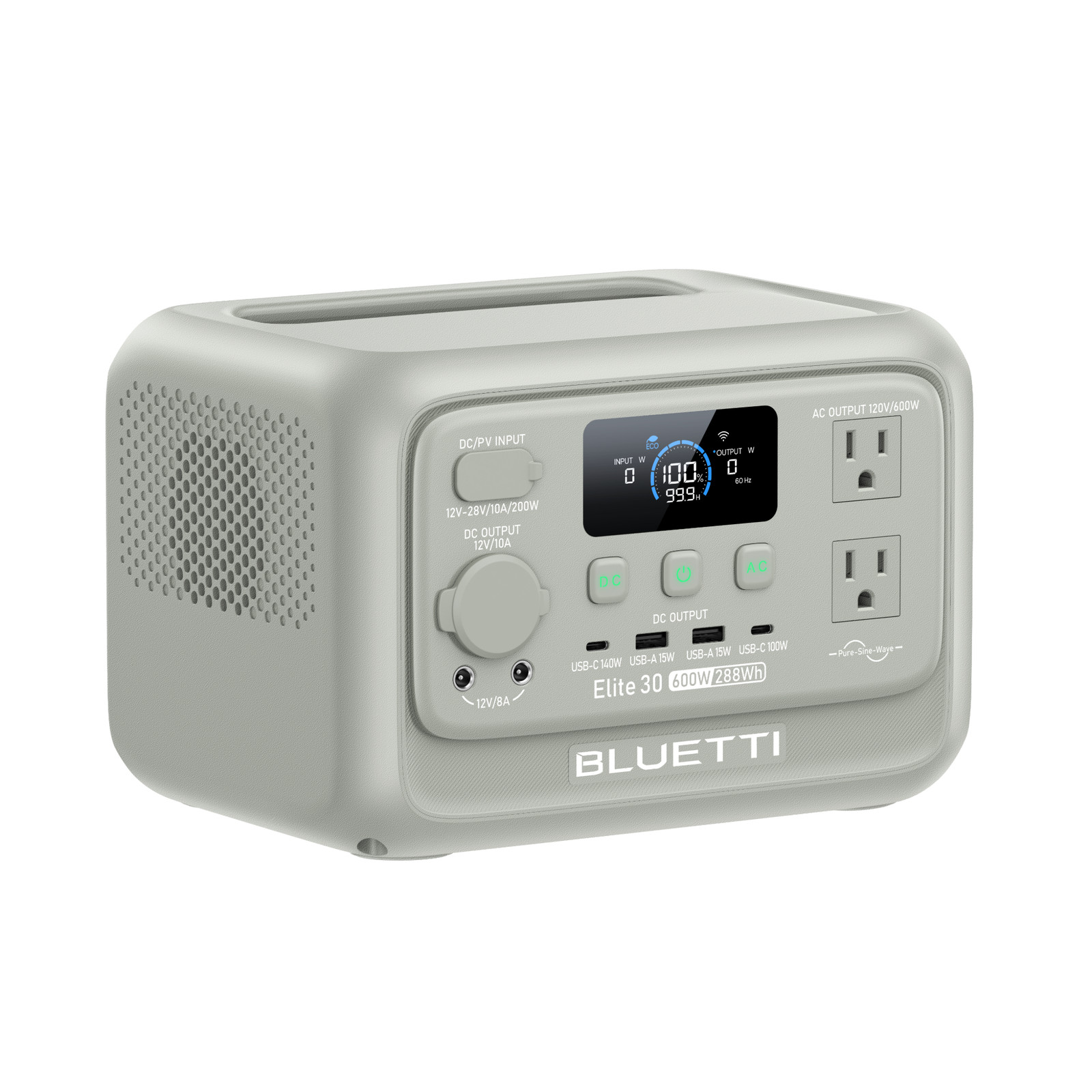 BLUETTI Elite 30 V2 288Wh Light Sand Grey Portable Power Station for Road Trip