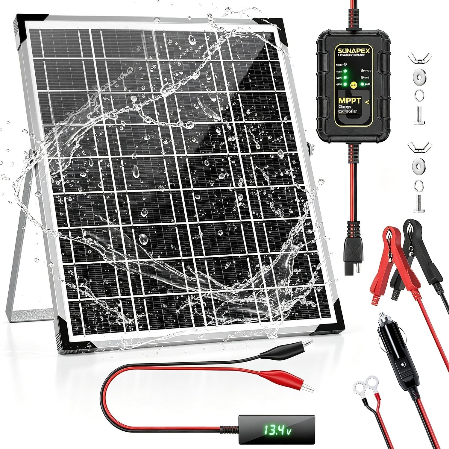 15W Solar Battery Tender 12V Waterproof Trickle Charger | Solar Panel Kit Wit…
