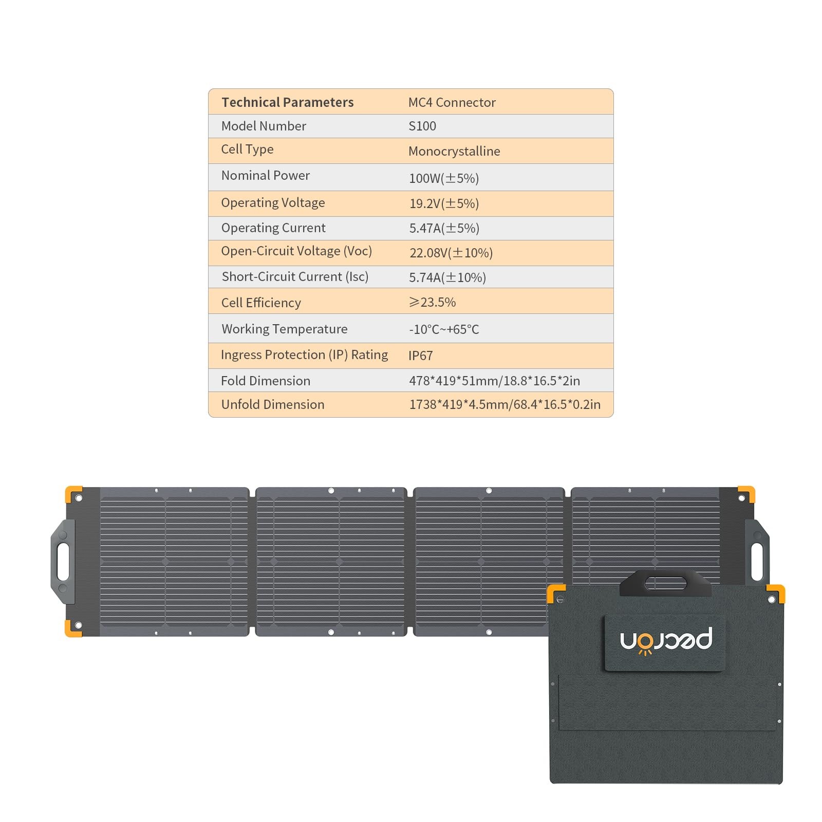 Pecron 100W Portable Solar Panel Kit for E300 LFP Power Station Waterproof IP67