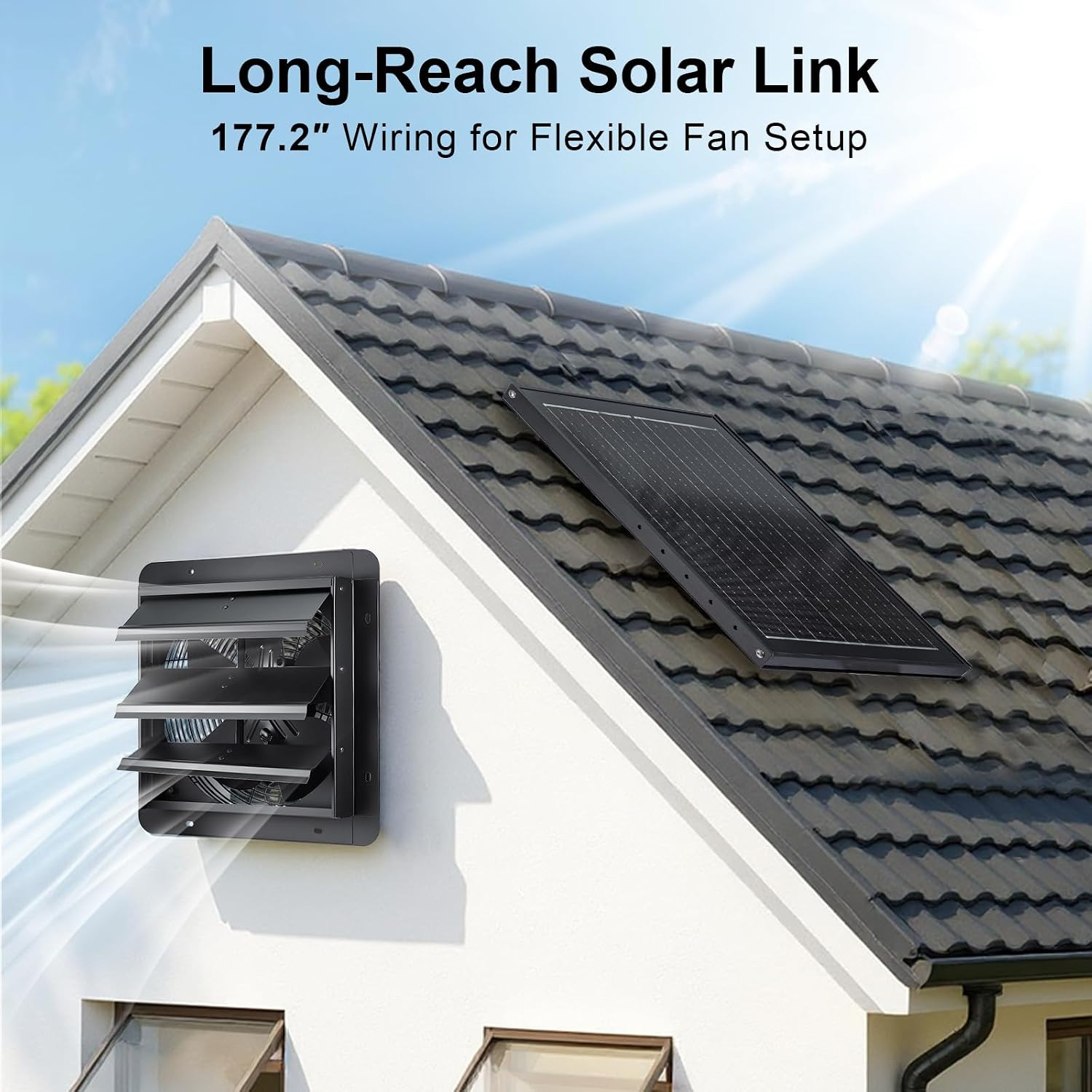 30W Solar Powered Exhaust Fan with Adapter for Shed, Coop, Greenhouse, Attic