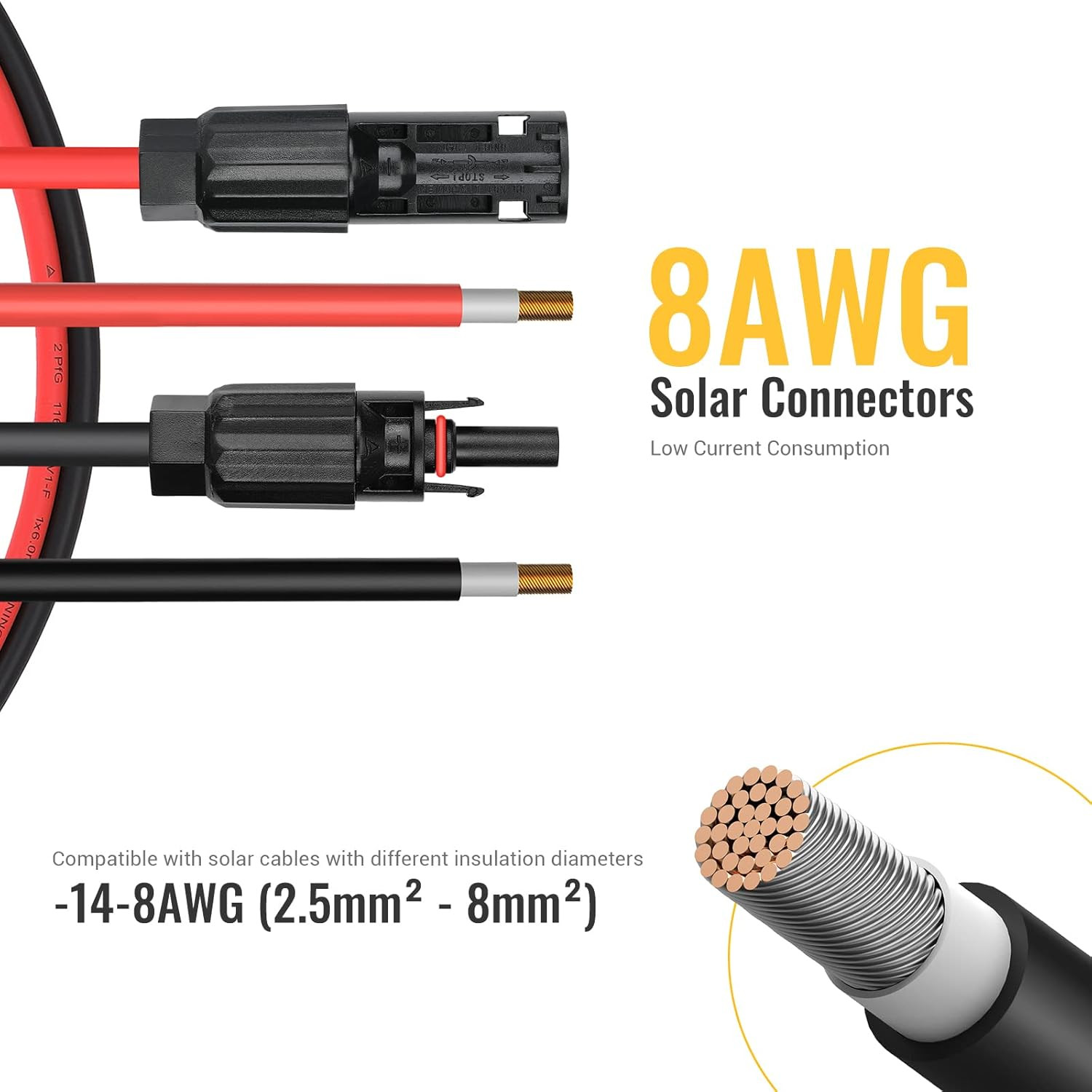 Bougerv 12 PCS Solar Connector Solar Panel Cable Connectors Solar Panel