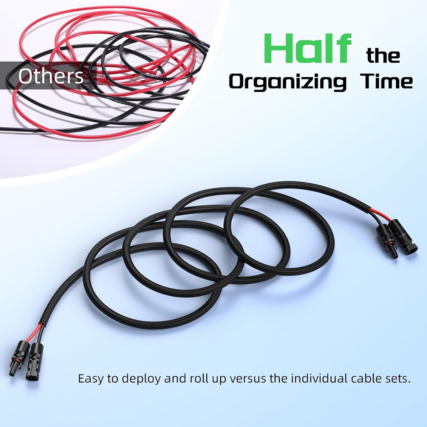 10AWG 30FT Solar Panel Extension Cable, Flame Retardant Protective Sleeving