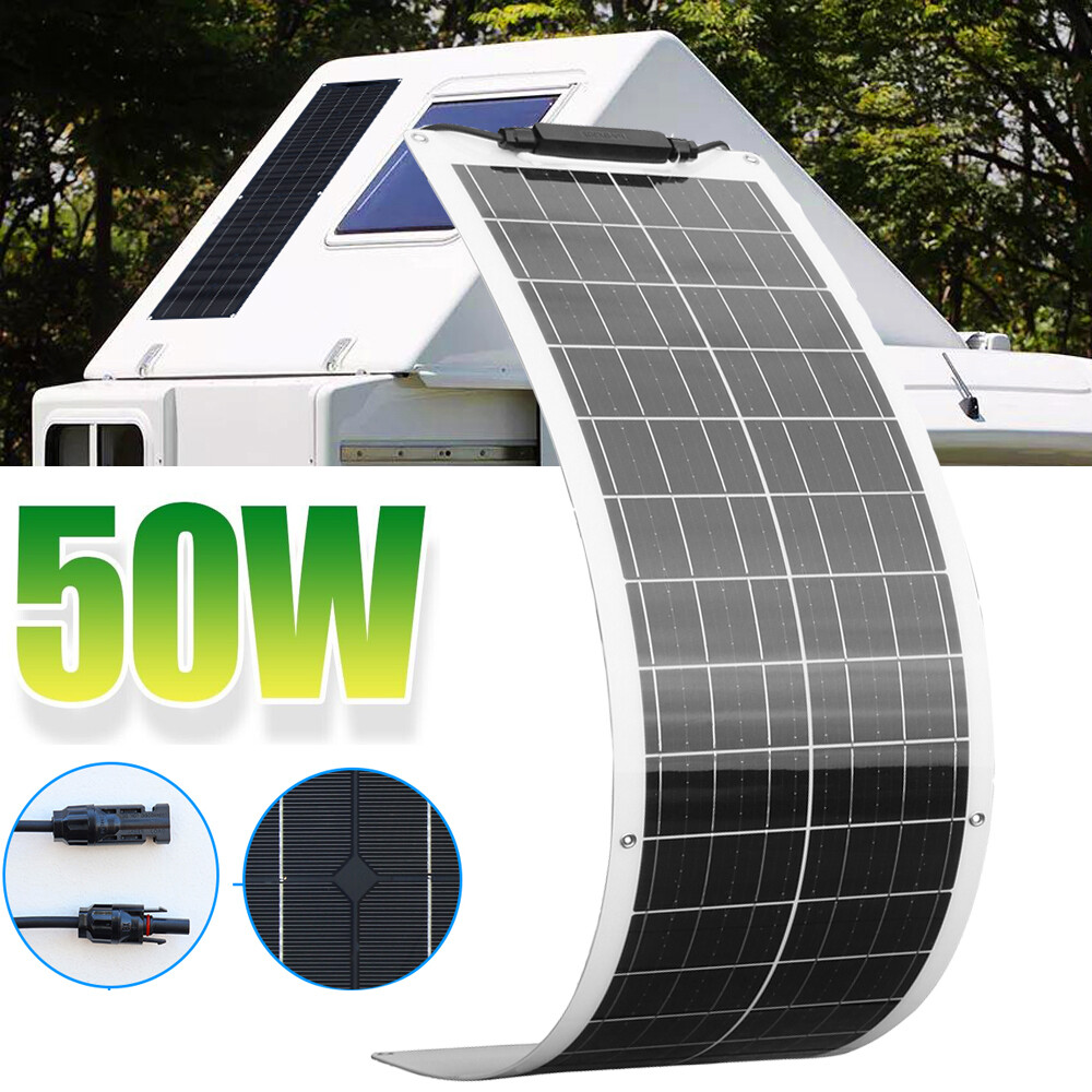 50W Flexible Solar Panel Monocrystalline Module for 12V Battery RV Camping Boat