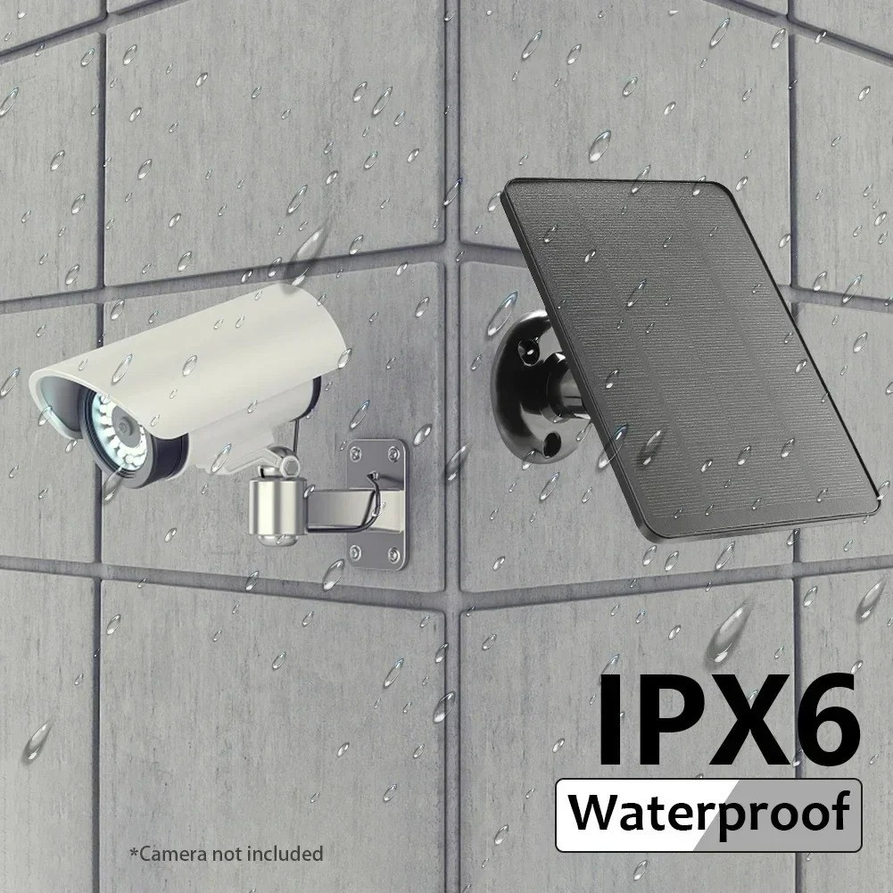 3W Solar Panel USB Type-C Waterproof Charger for Security Camera Doorbell