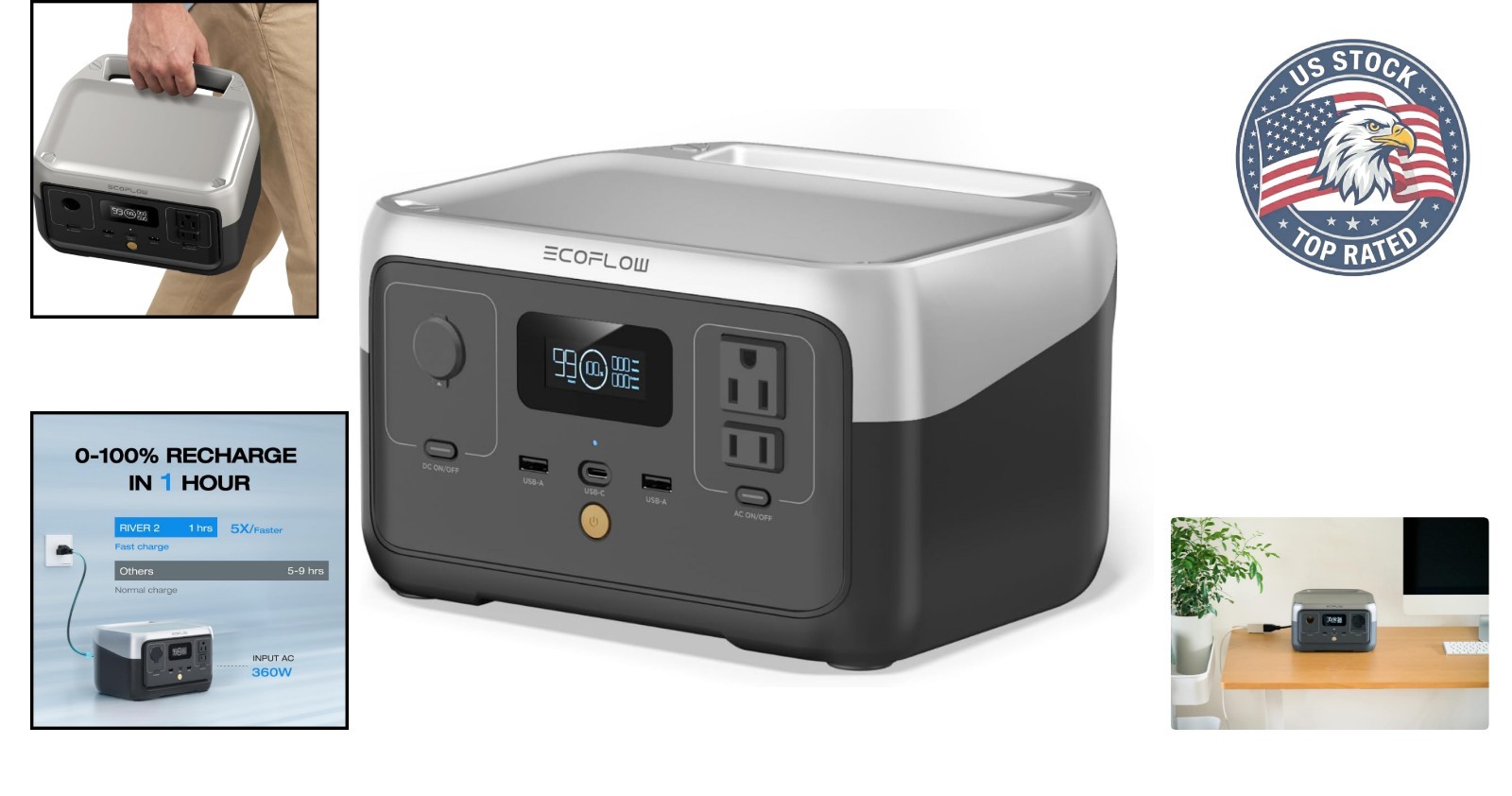 RIVER 2: Portable 256Wh Power Station with Fast Solar Recharge for Adventures