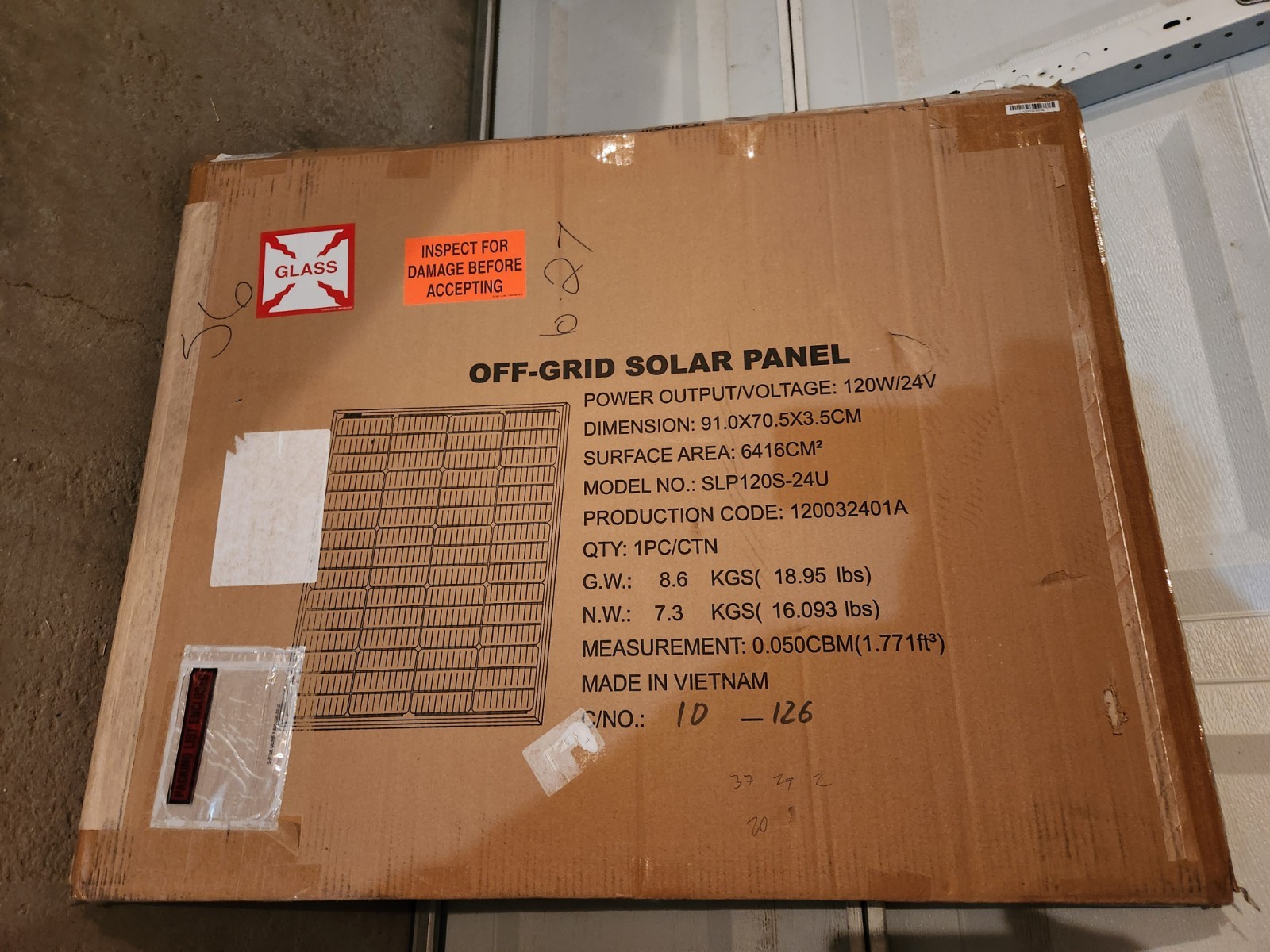 Solarland SPL120S-U(120032401A) 120W/24V Solar Panel.
