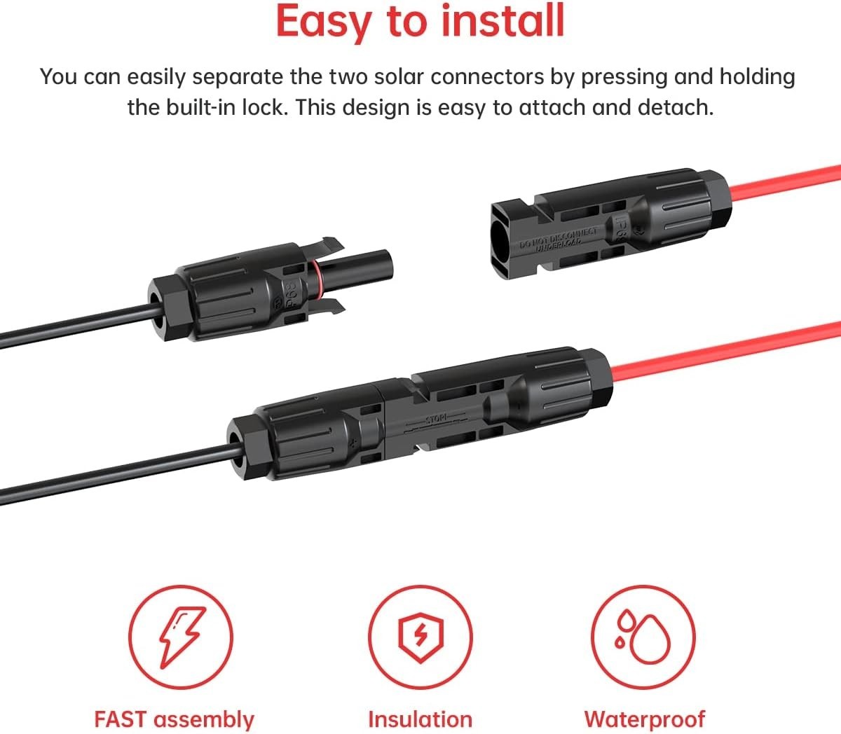 ELFCULB 10AWG Solar Connector to Quick Connect Cable for Anderson Powerpole