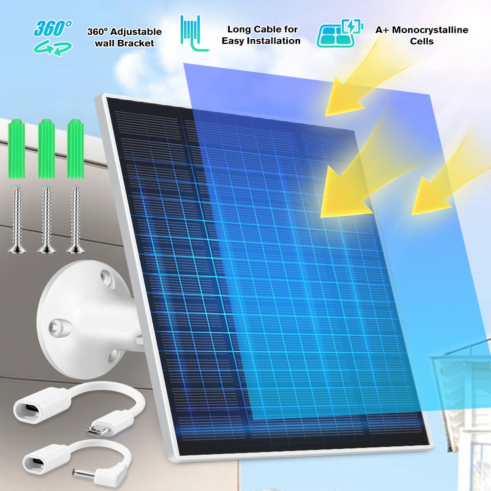 Solar Panel for Ring Spotlight Camera/Stick Up Cam Battery Charger 5W 5V Output​